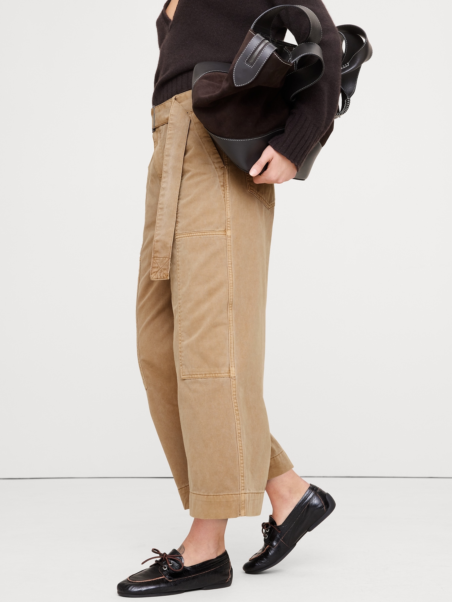 Image number 7 showing, High-Rise Wide-Leg Utility Crop Pant