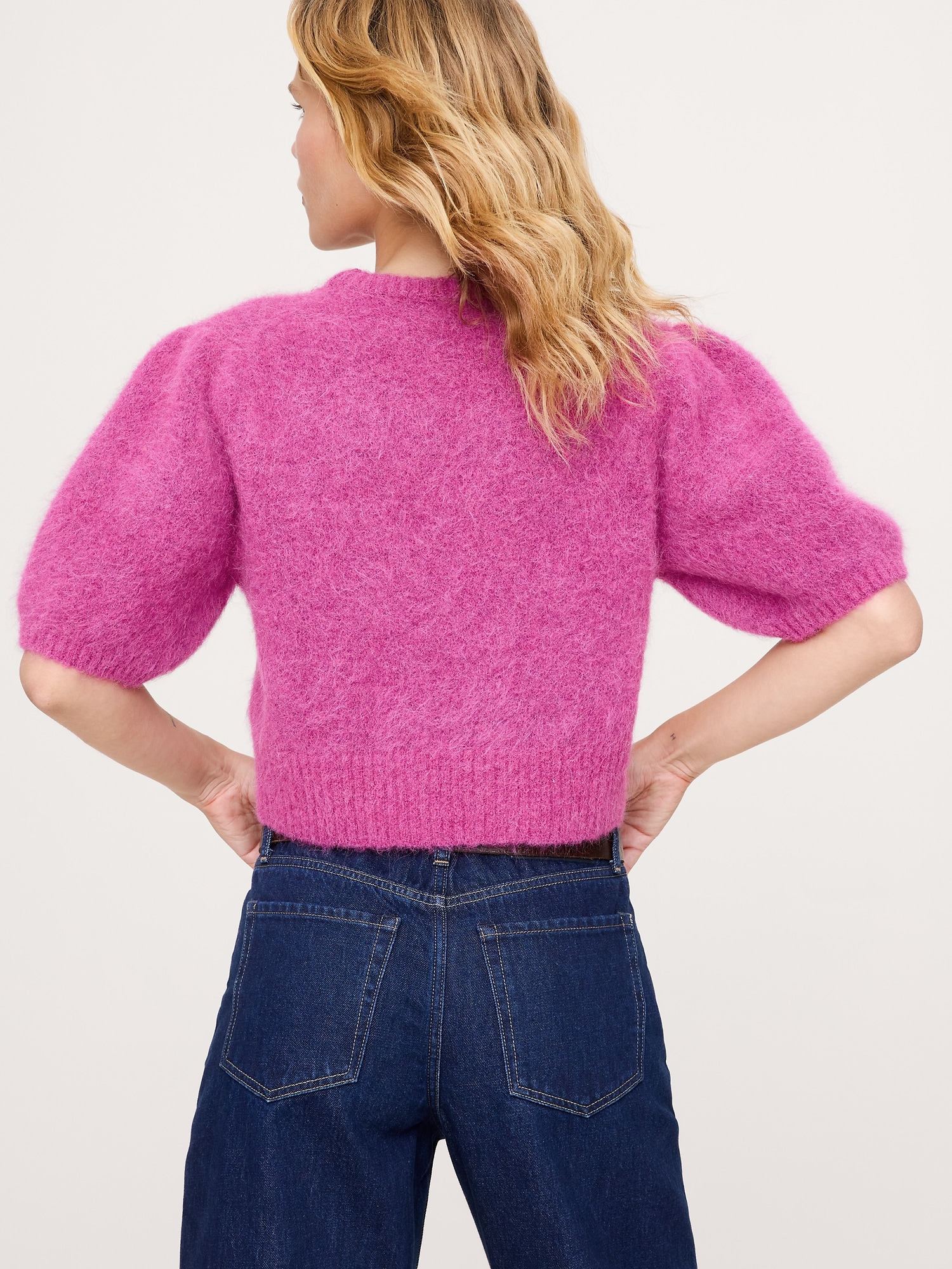 Image number 2 showing, Fuzzy Alpaca-Blend Puff-Sleeve Sweater