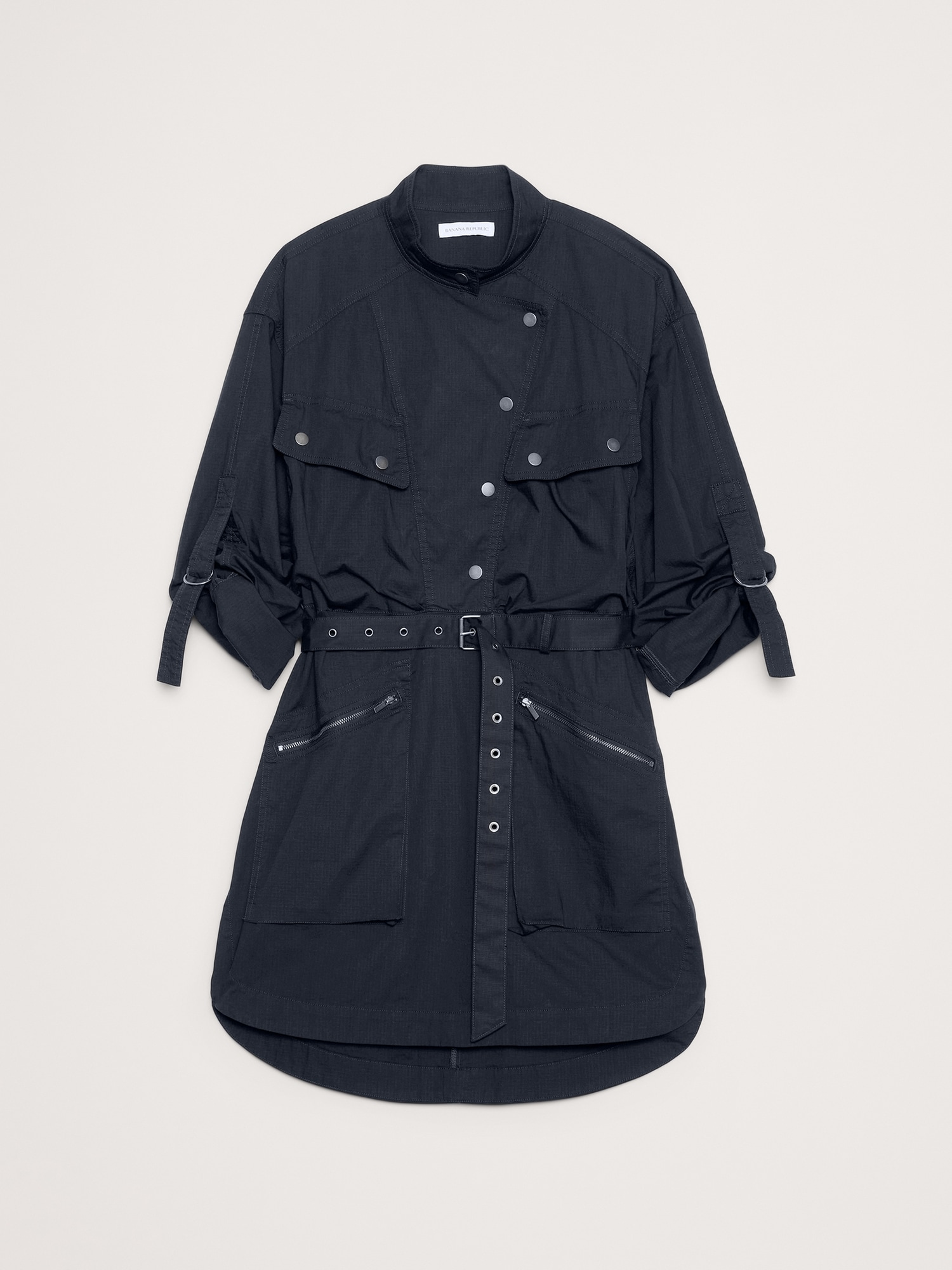 L'image numéro 5 présente ROBE UTILITAIRE MI-LONGUE EN COTON EXTENSIBLE