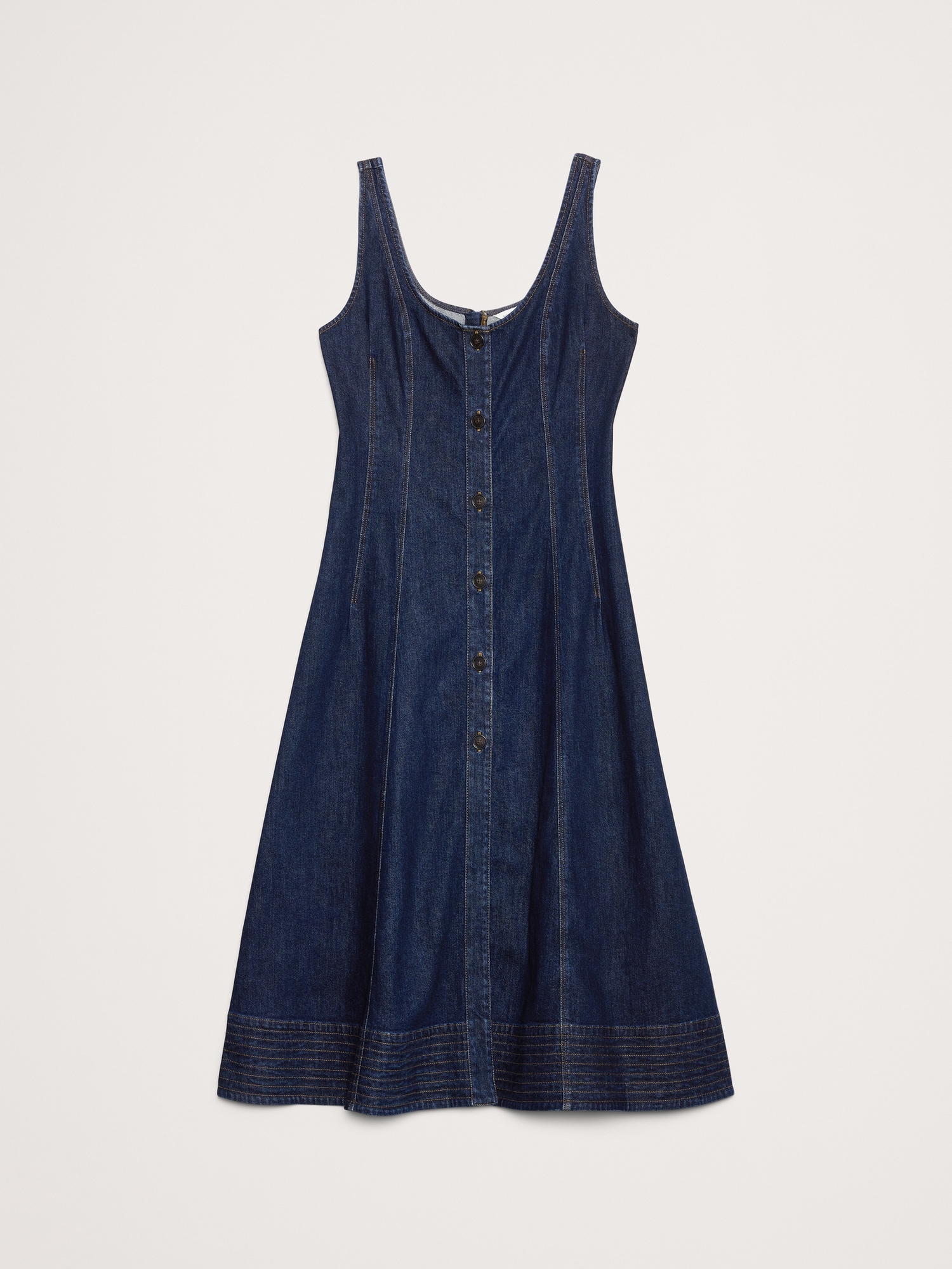 Image number 4 showing, Denim Scoop-Neck Midi Dress