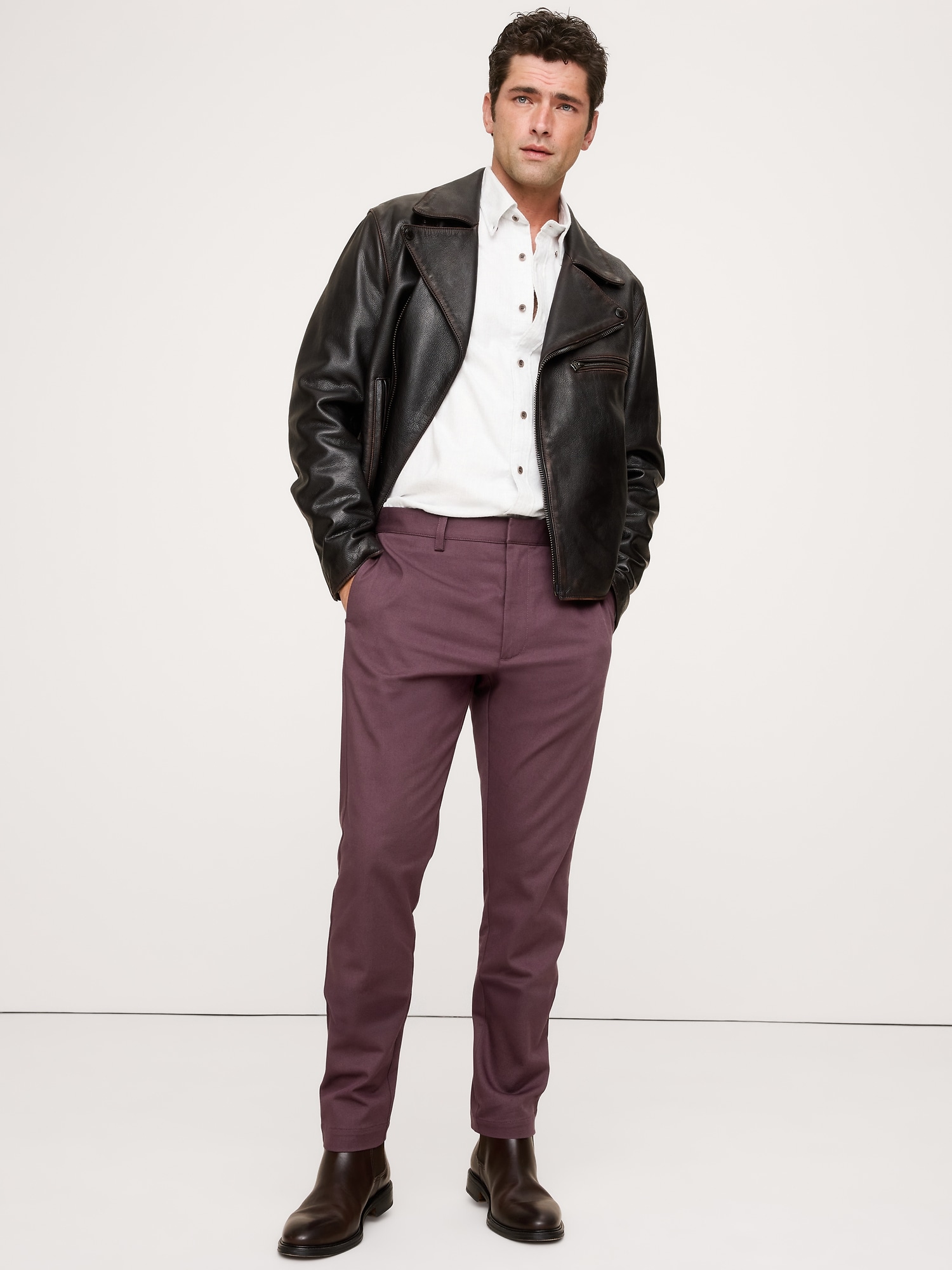 Athletic Italian-Stretch Chino - Purple Plum