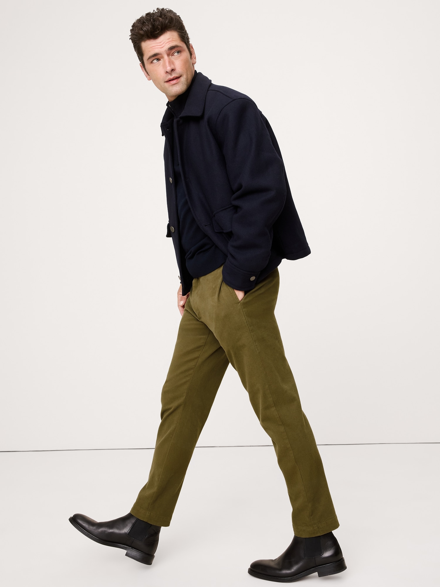 Pantalon Voyageur étroit en tissu brossé - Vert Sentier