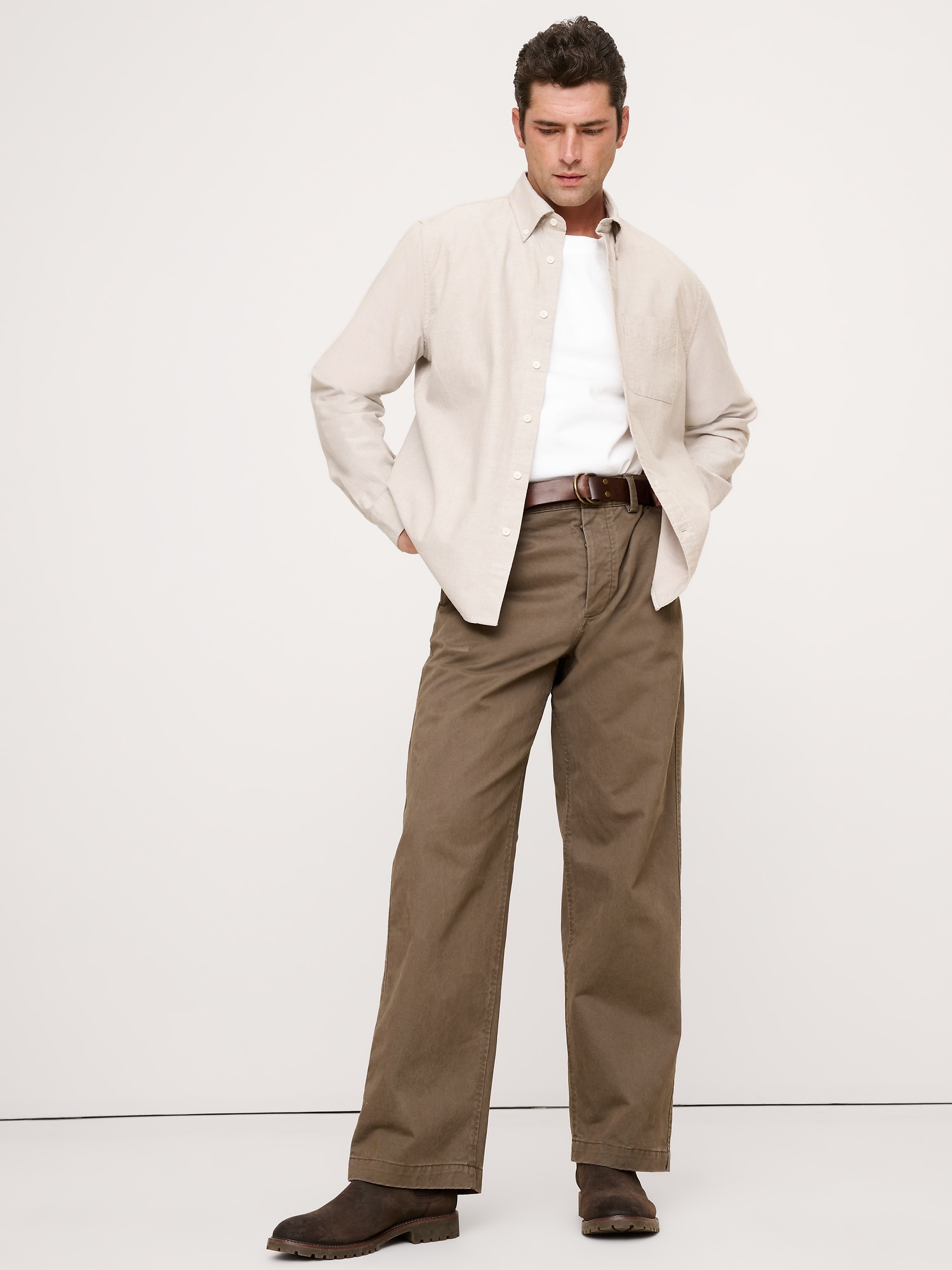 Standard-Fit Oxford Shirt - Natural Beige