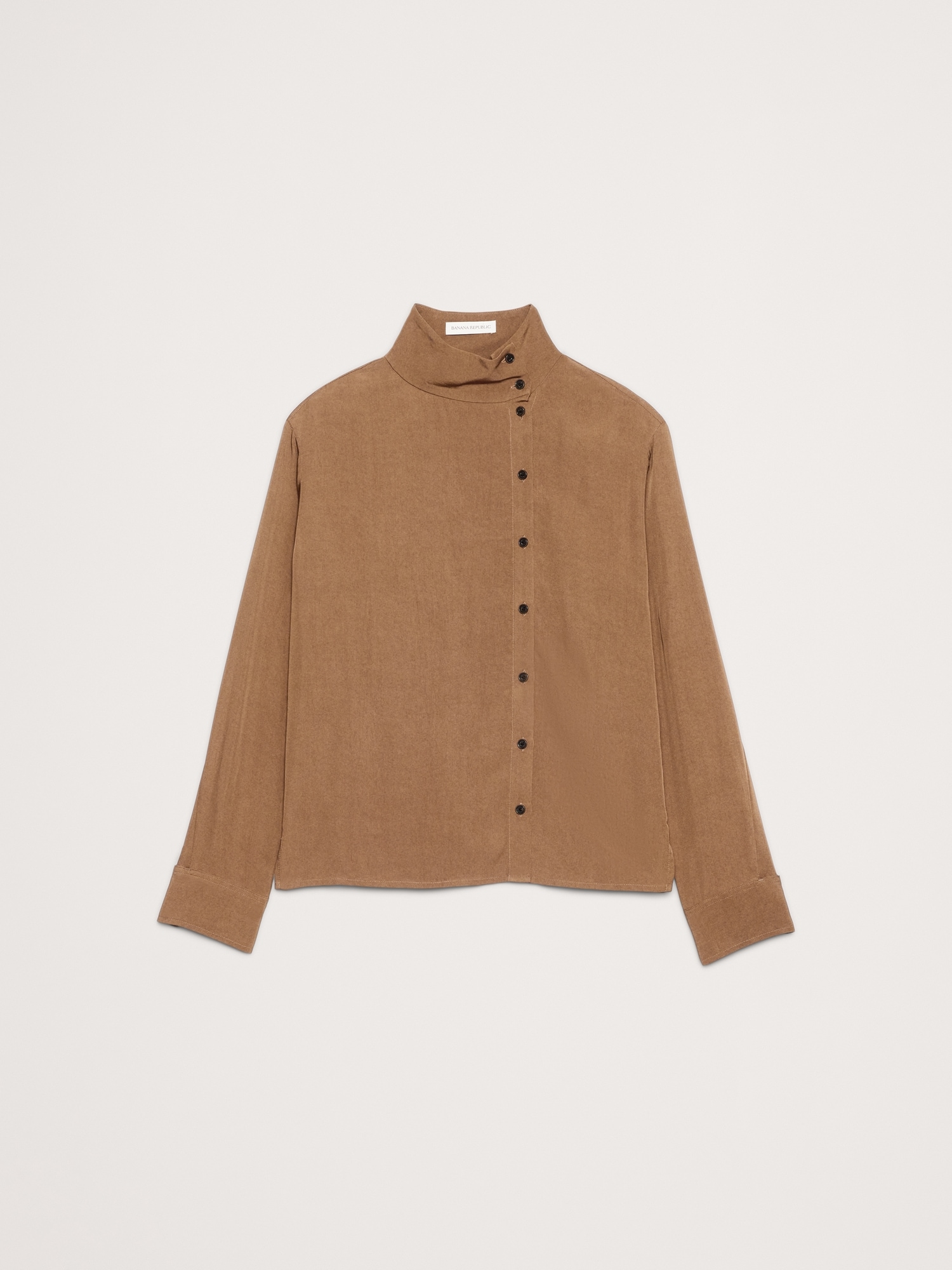 Image number 4 showing, Drapey Twill Asymmetrical Button-Front Blouse