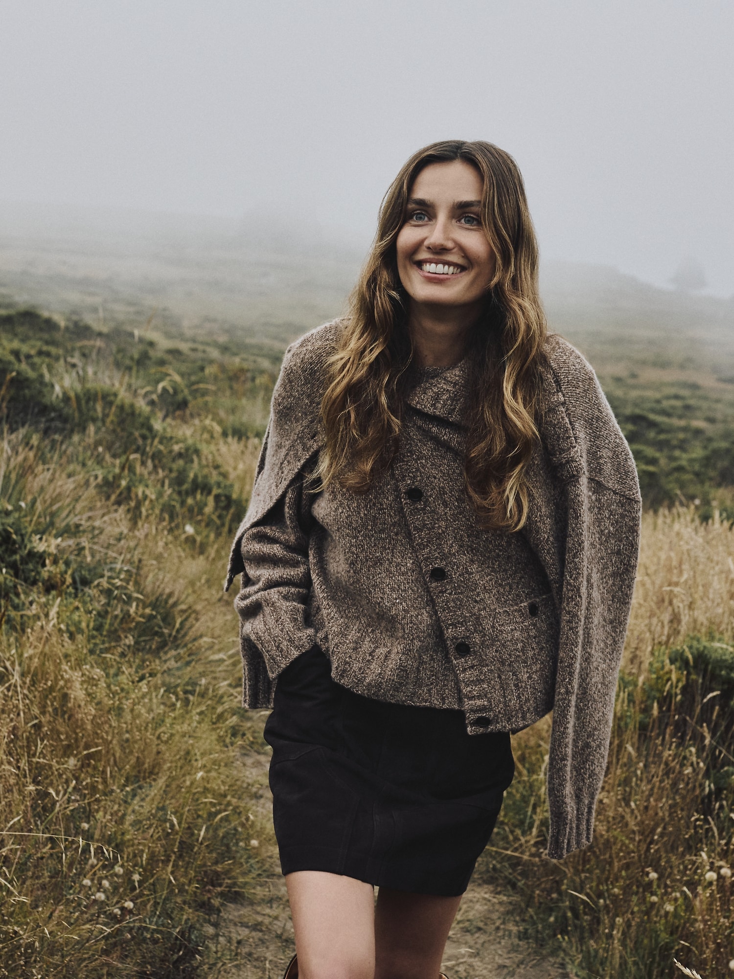 Marled Cashmere-Merino Blend Epaulet Cardigan