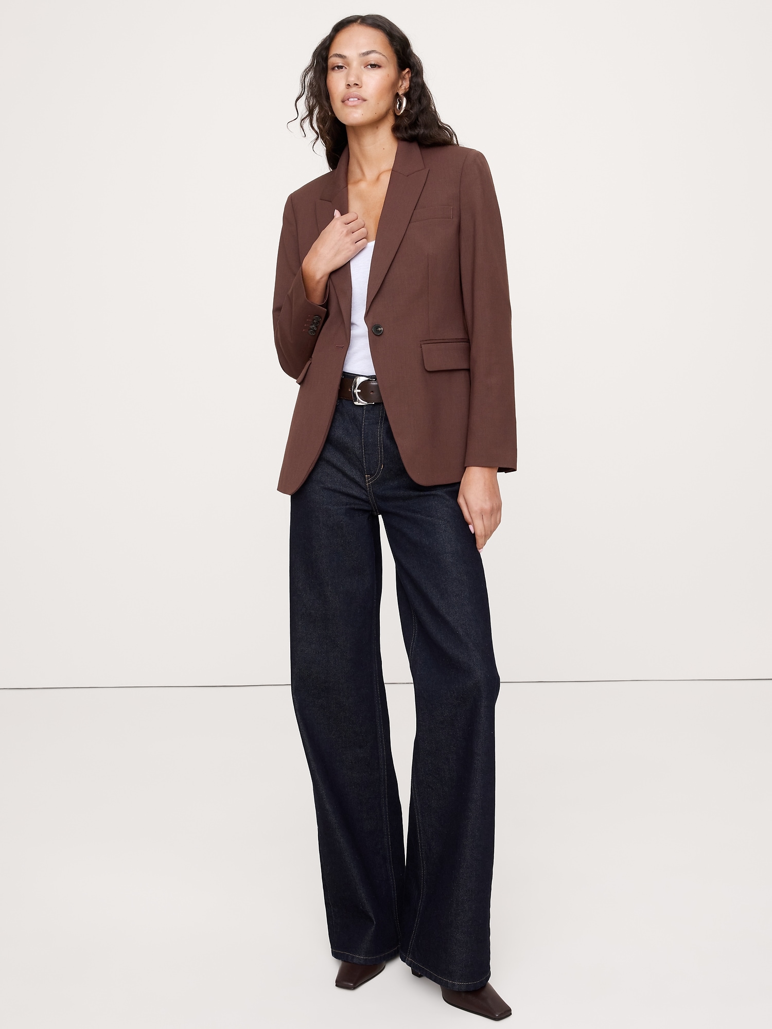 Essential Italian Wool Blazer - Espresso Brown
