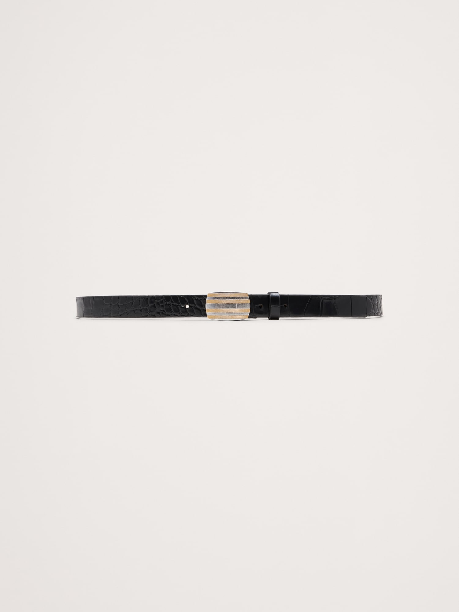 Image number 1 showing, Embossed Leather Plaque-Buckle Belt