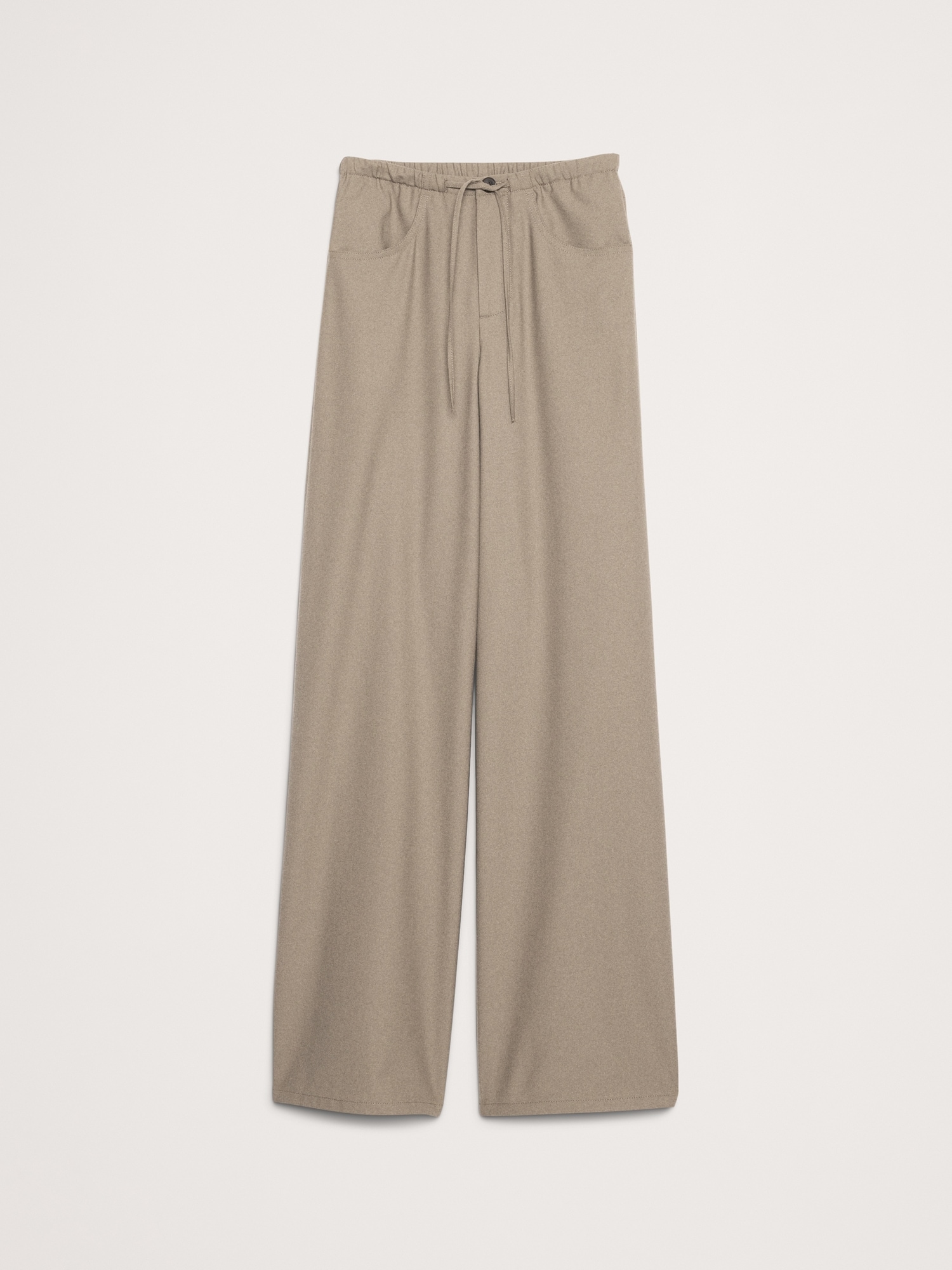 Image number 5 showing, Mid-Rise Wide-Leg Flannel Drawstring Pant