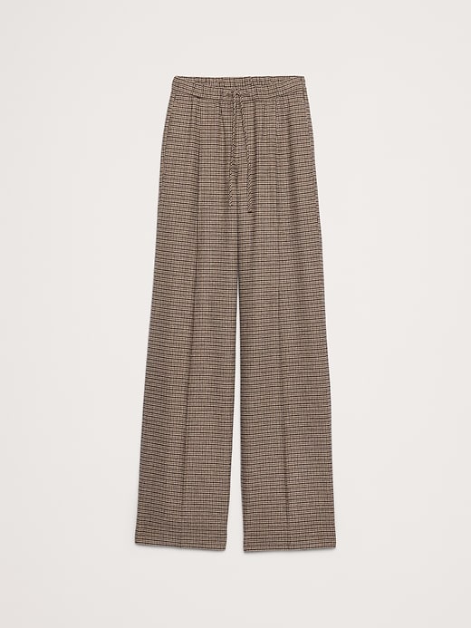 Wide-Leg Flannel Drawstring Pull-On Pant | Banana Republic