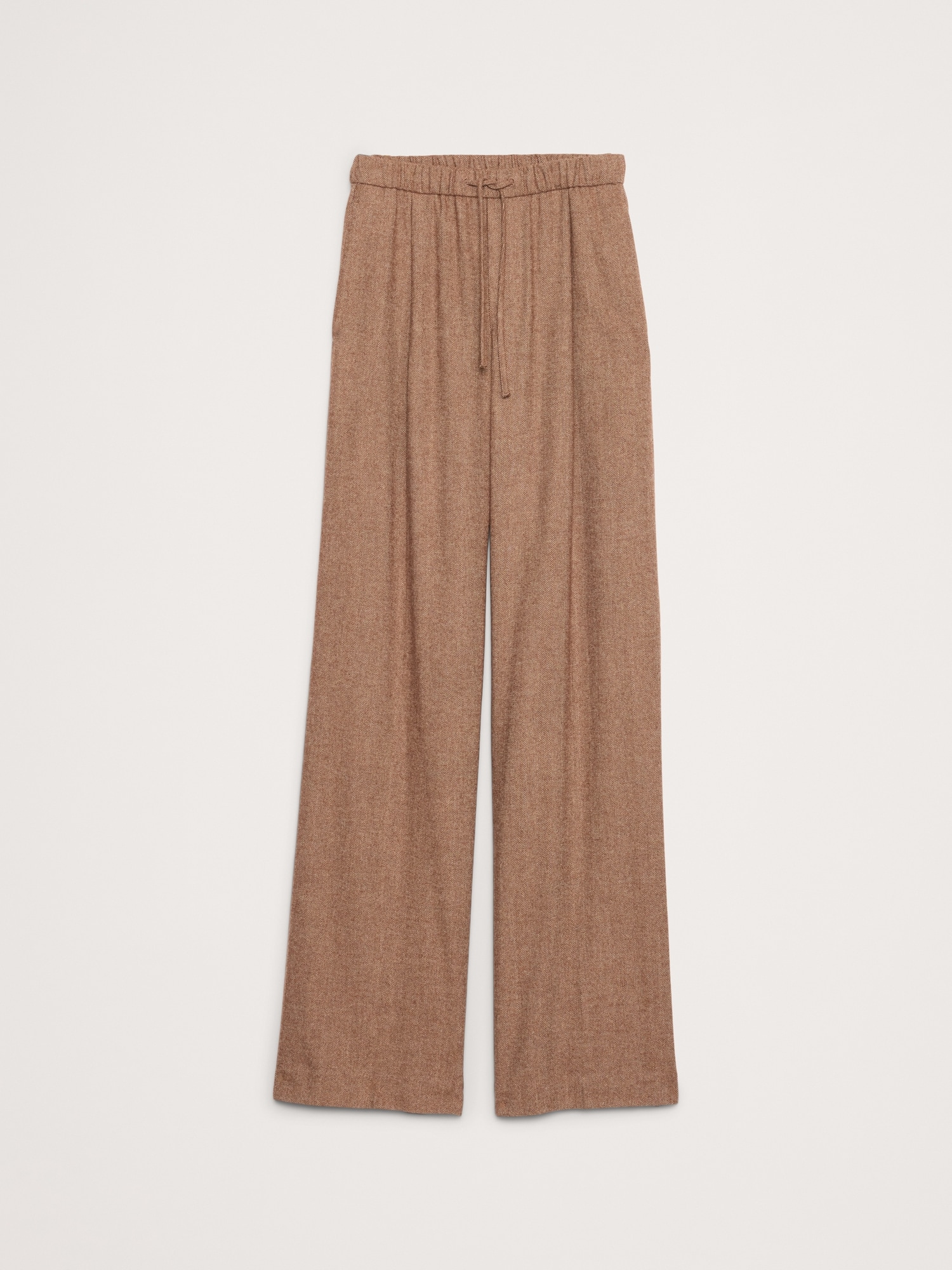Image number 4 showing, Mid-Rise Wide-Leg Flannel Drawstring Pant