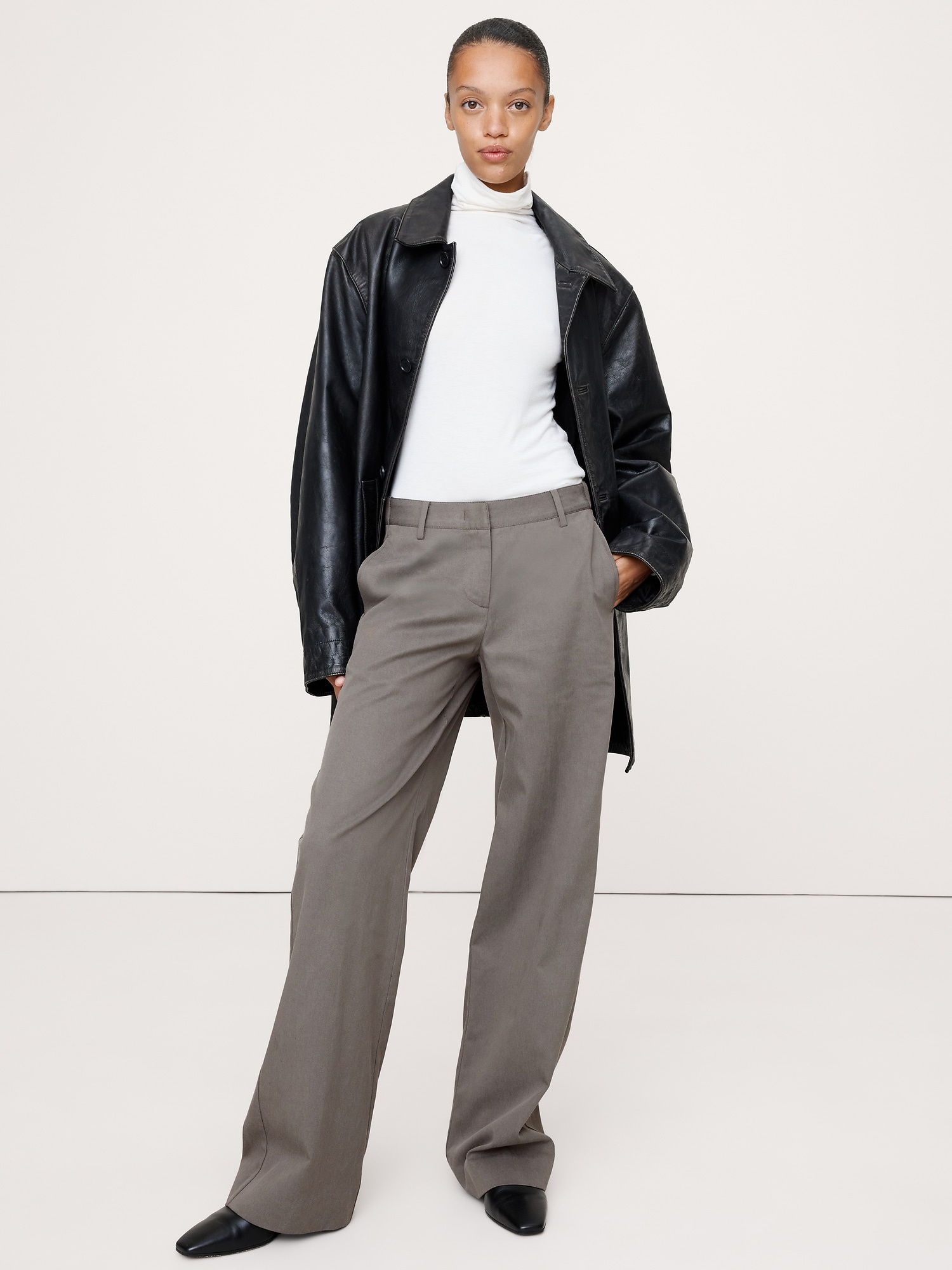 Le pantalon à jambe large de tous les jours - Taupe Champignon