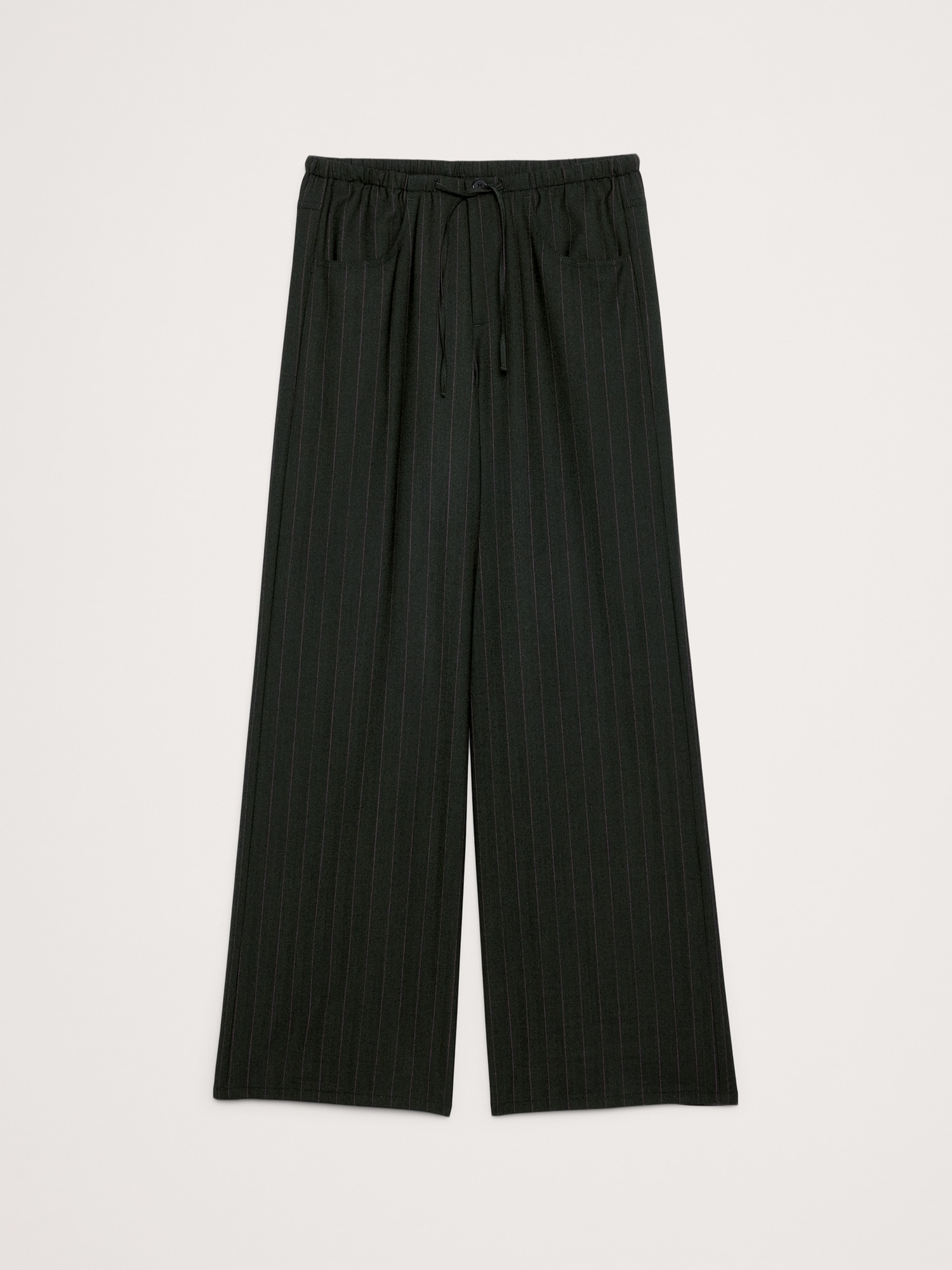 Image number 8 showing, Mid-Rise Wide-Leg Flannel Drawstring Pant