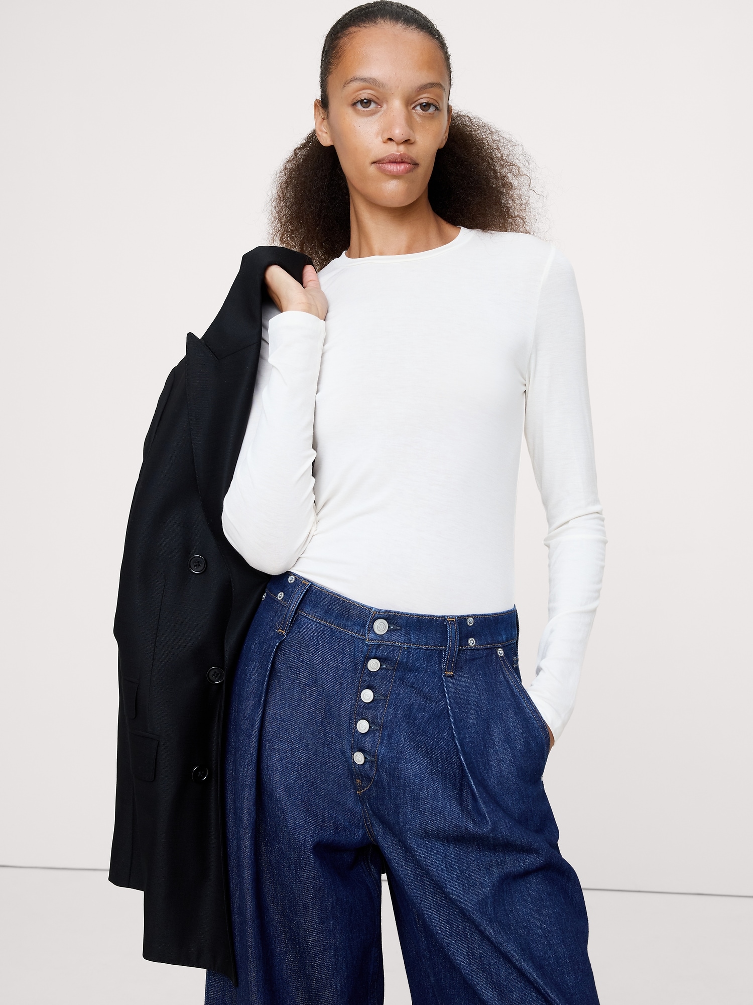 Image number 1 showing, Luxe Wool-Blend Crew-Neck T-Shirt