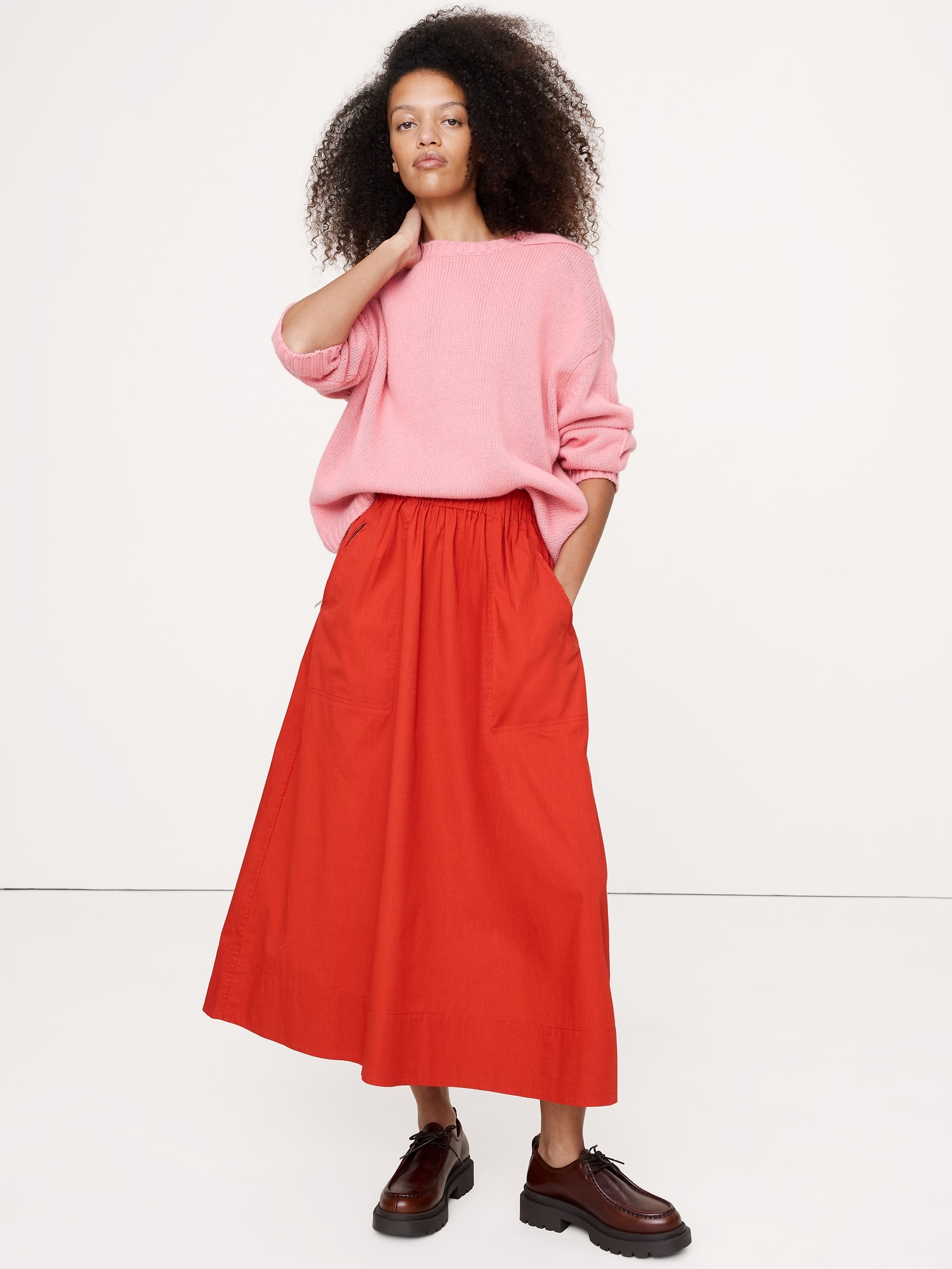 Image number 1 showing, Stretch-Cotton Utility Midi Skirt