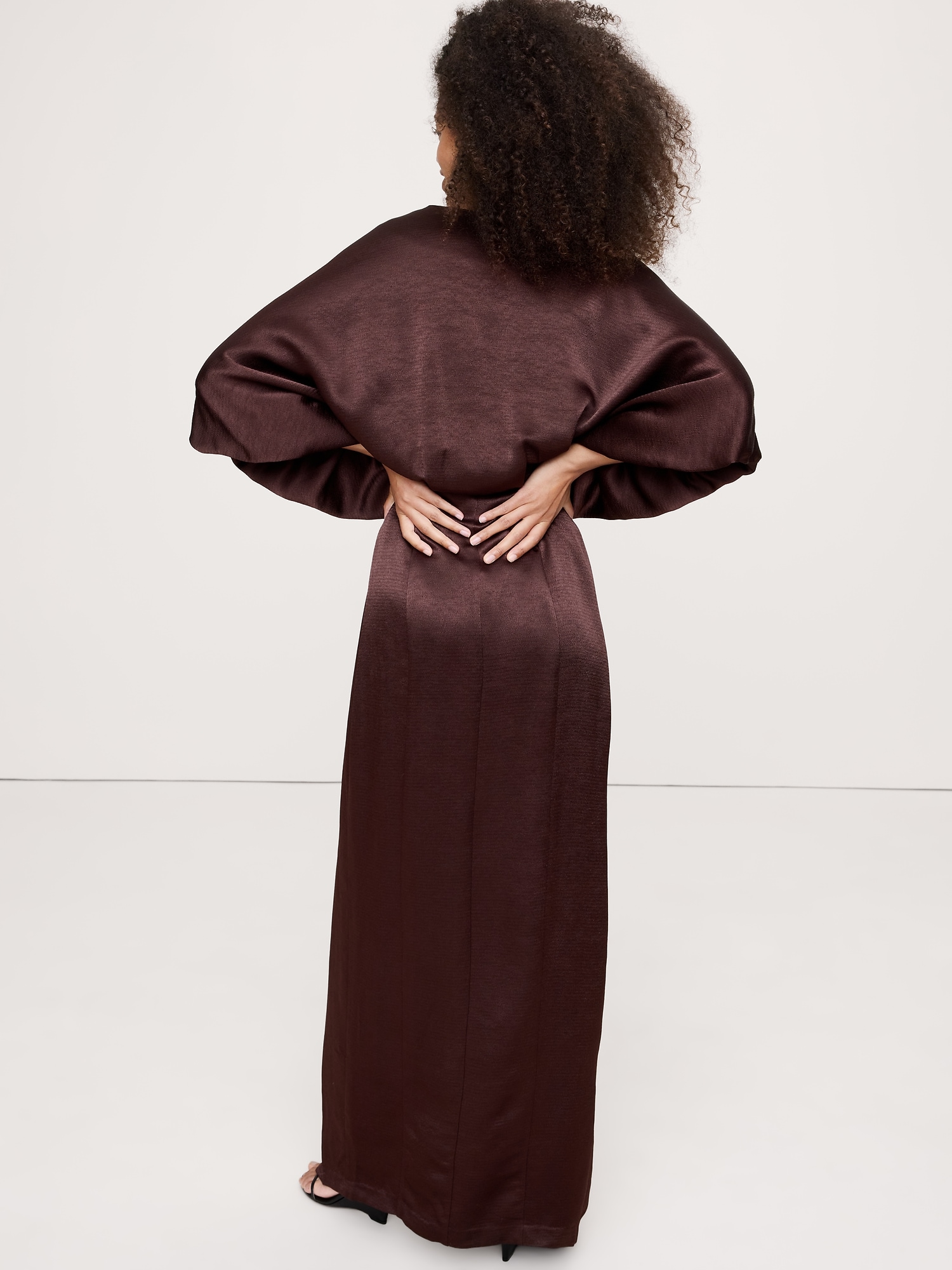 Hammered Satin Wrap Maxi Dress