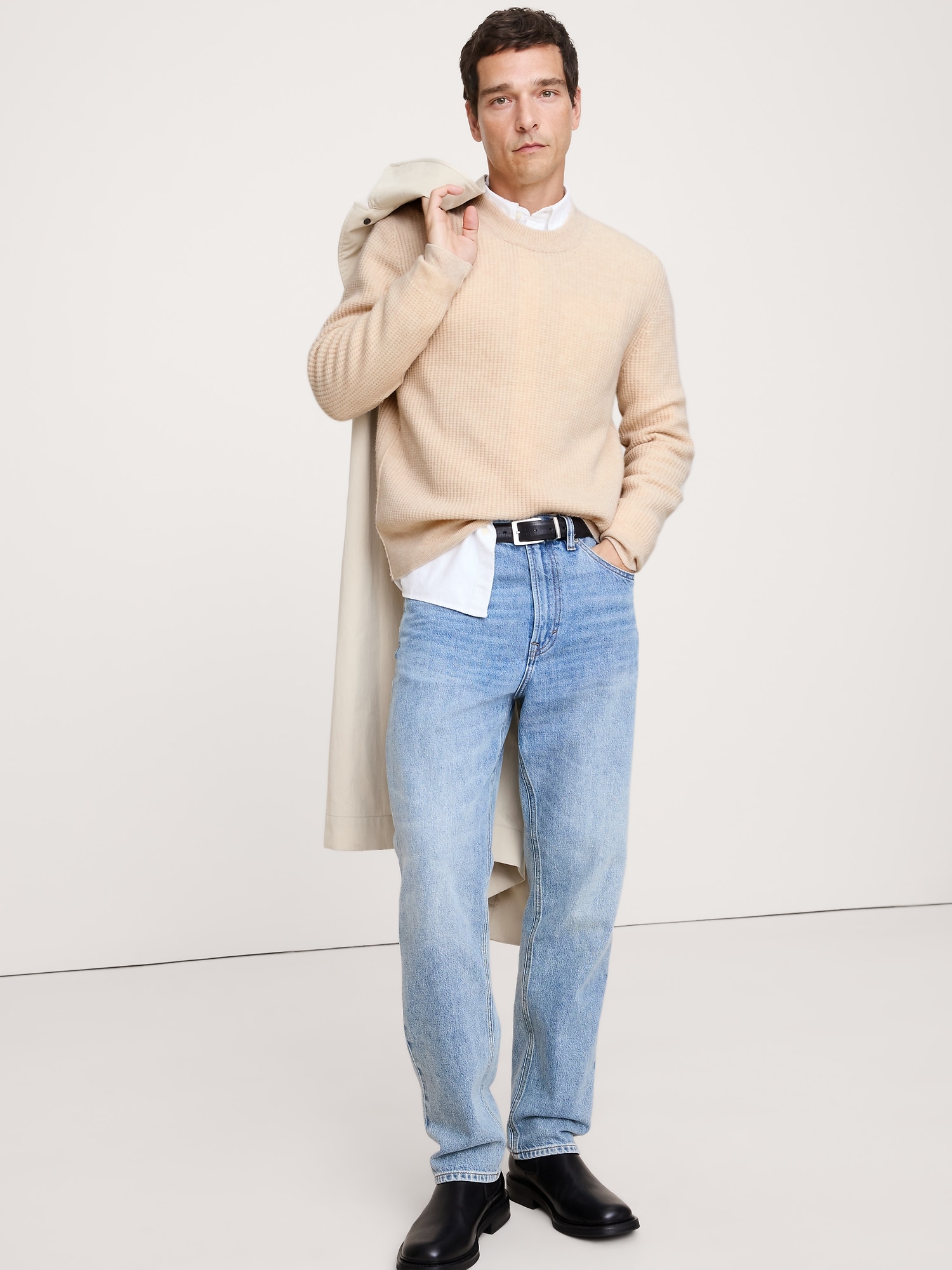 Image number 3 showing, Italian Merino-Cashmere Waffle-Knit Sweater