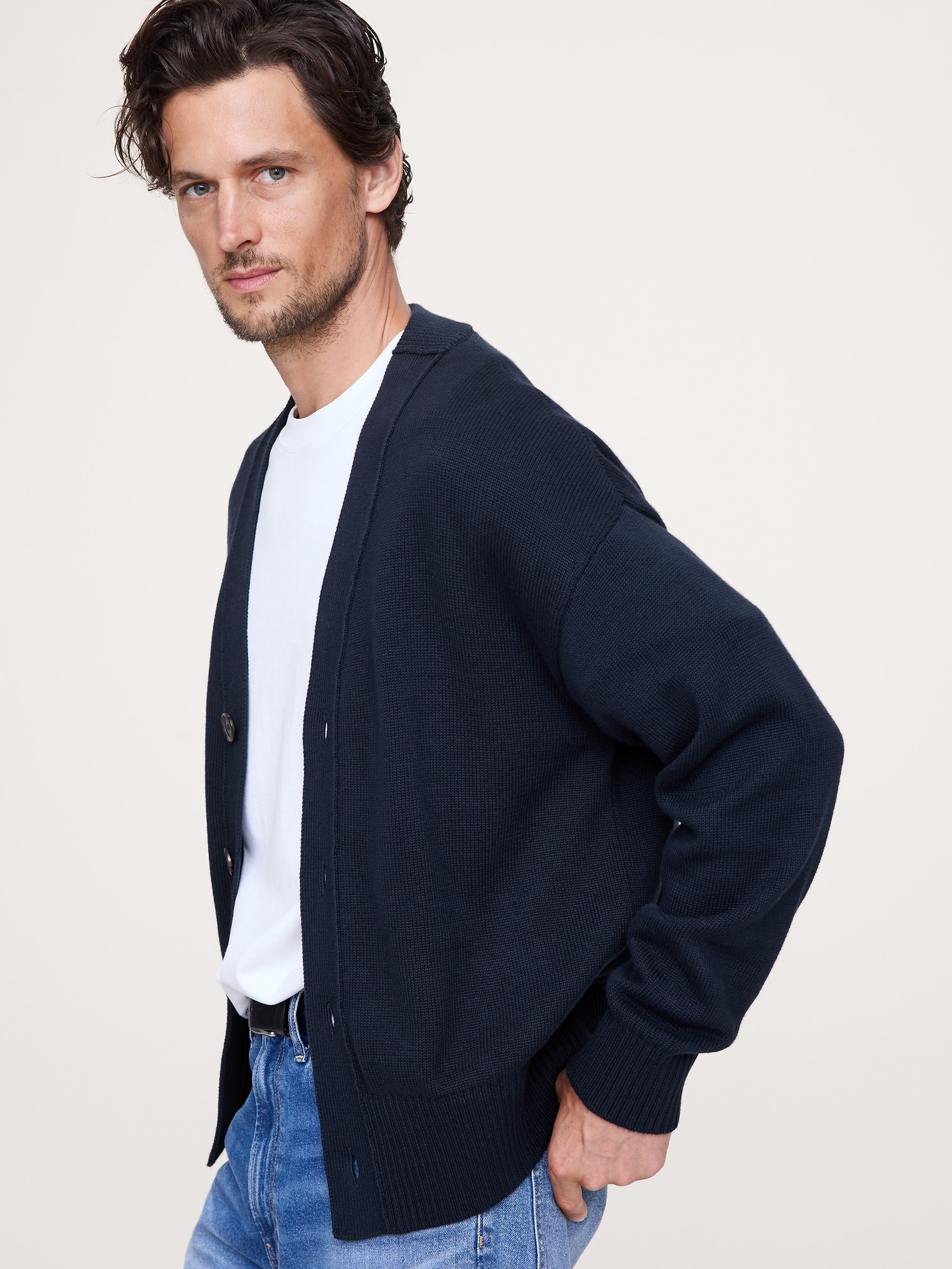 Cardigan en coton - Bleu Marine