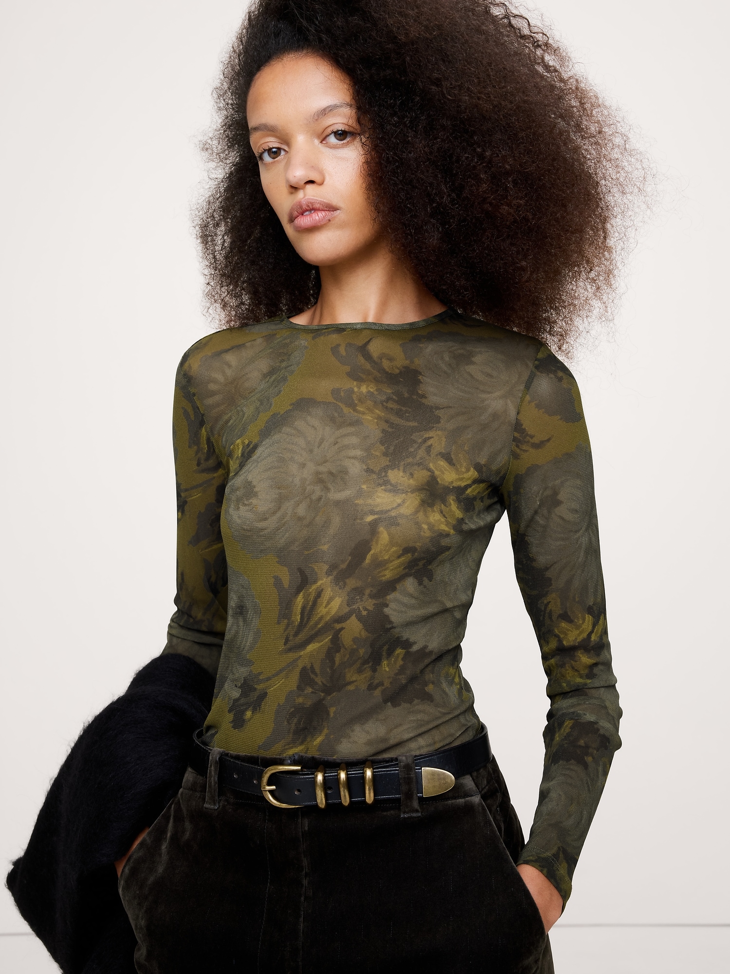 Mesh Crew-Neck Top
