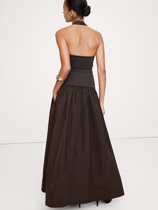Jersey & Taffeta Halter Maxi Dress | Banana Republic