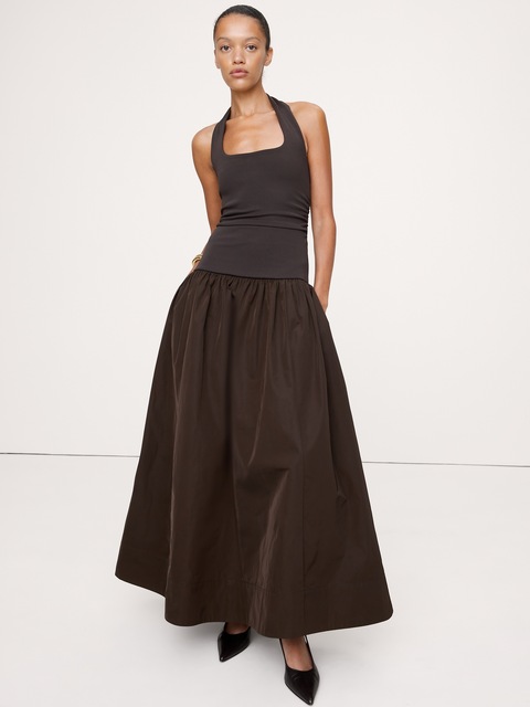 ROBE LONGUE BAIN DE SOLEIL EN JERSEY ET TAFFETAS