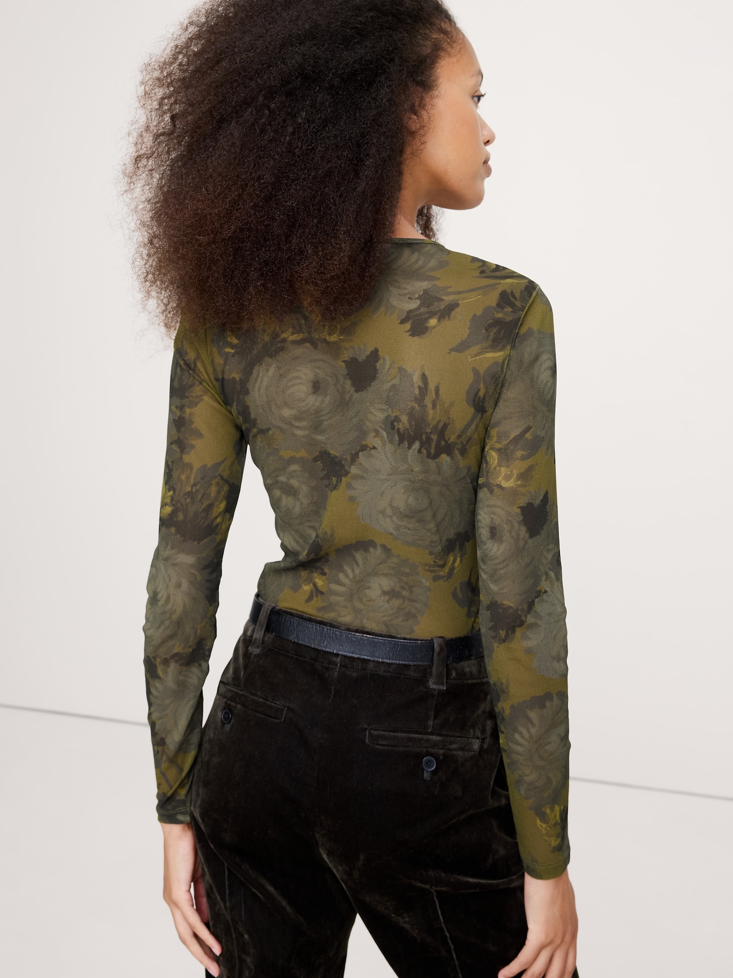 Mesh Crew-Neck Top