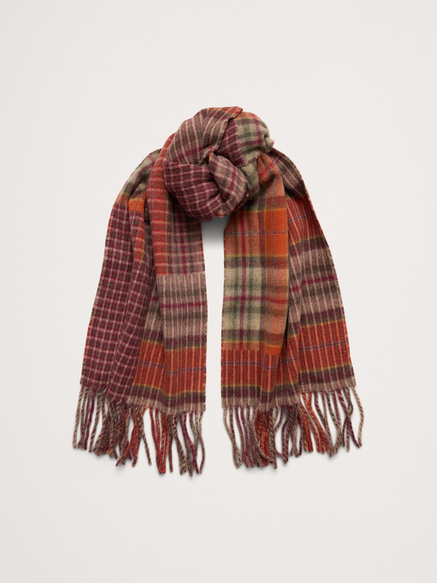 Image number 1 showing, Mixed Plaid Wool-Blend Scarf