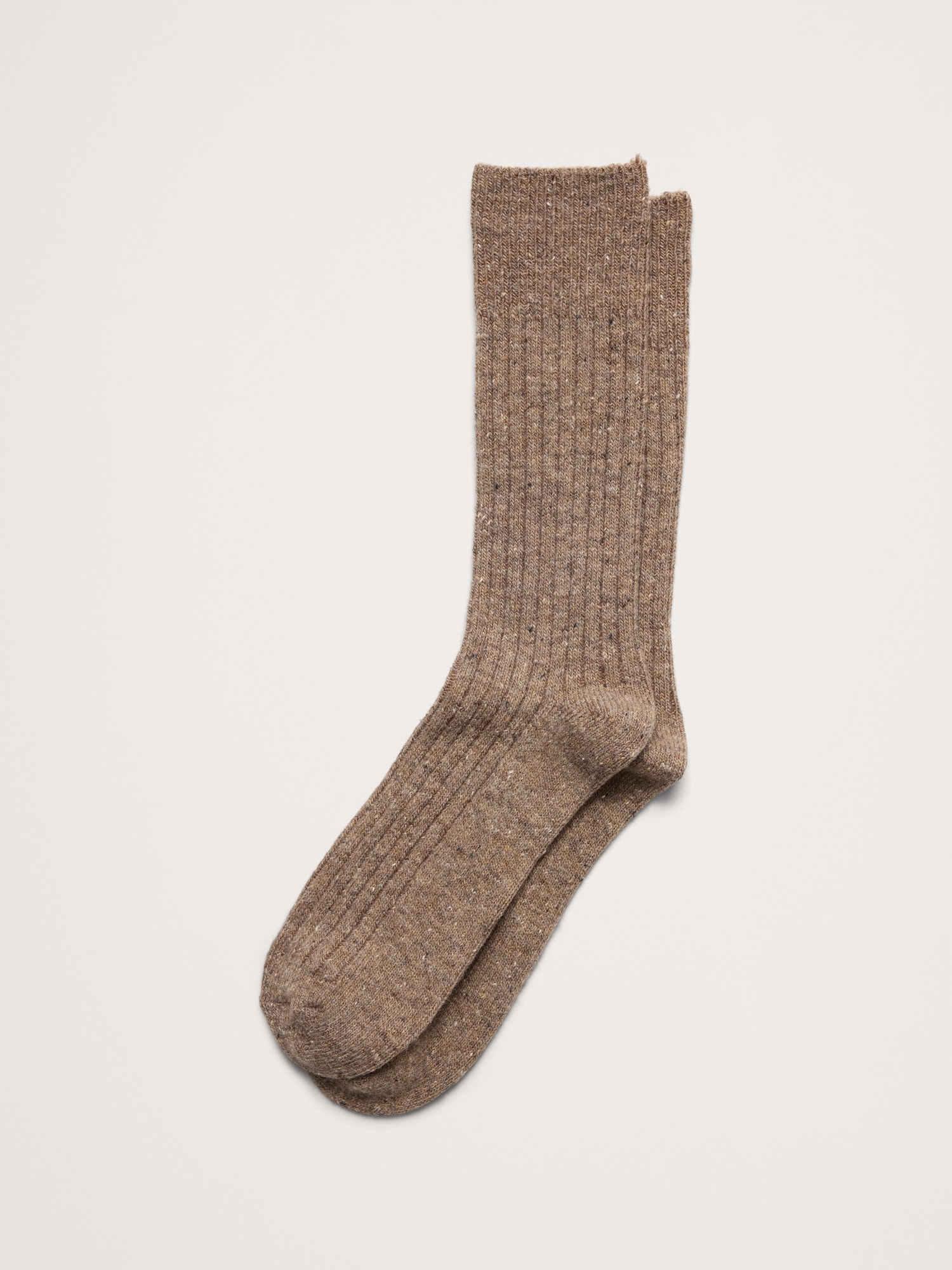 Donegal Ribbed Sock with Wool - Dark Brown