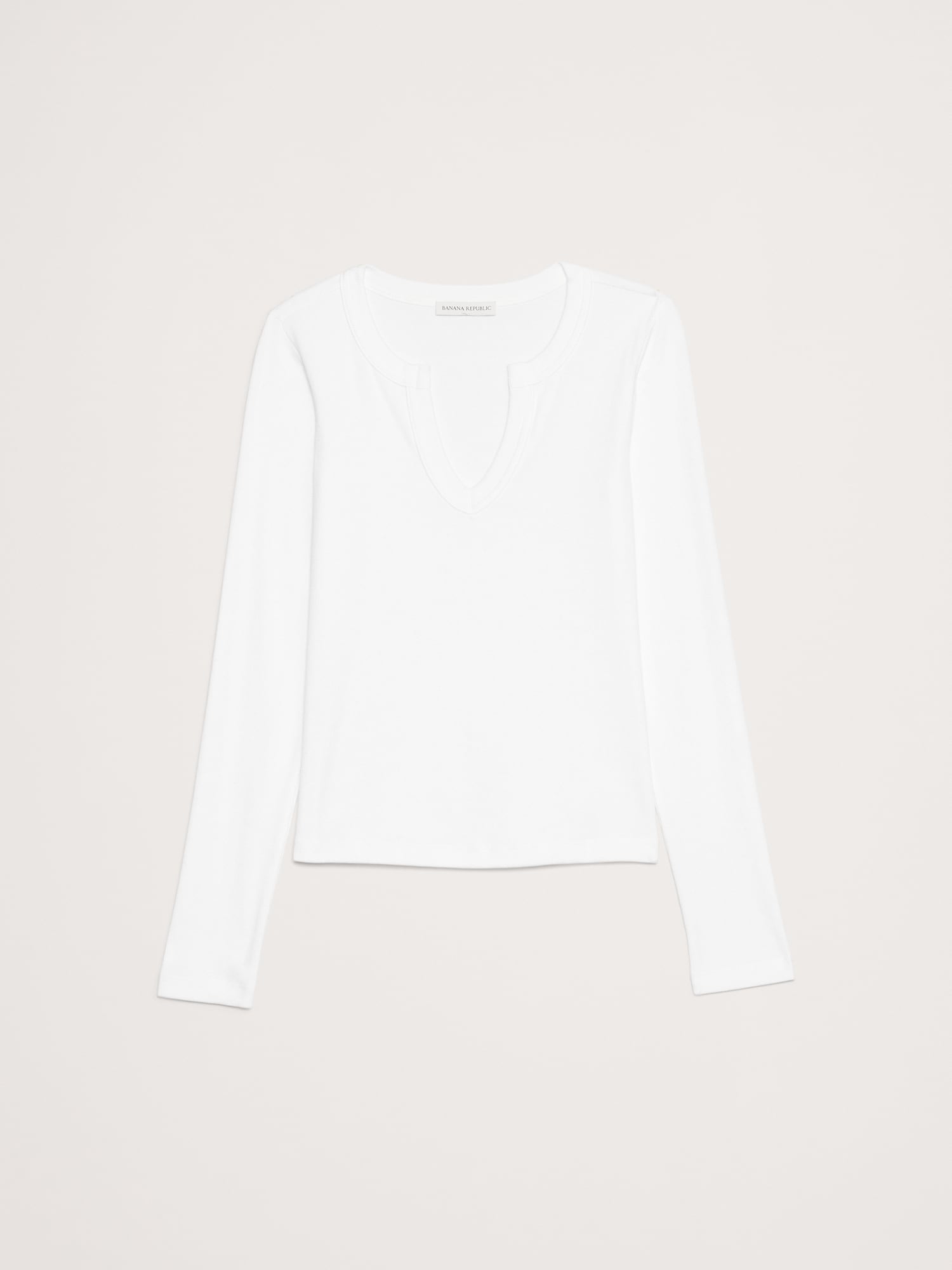 Image number 4 showing, Ribbed Split-Neck T-Shirt