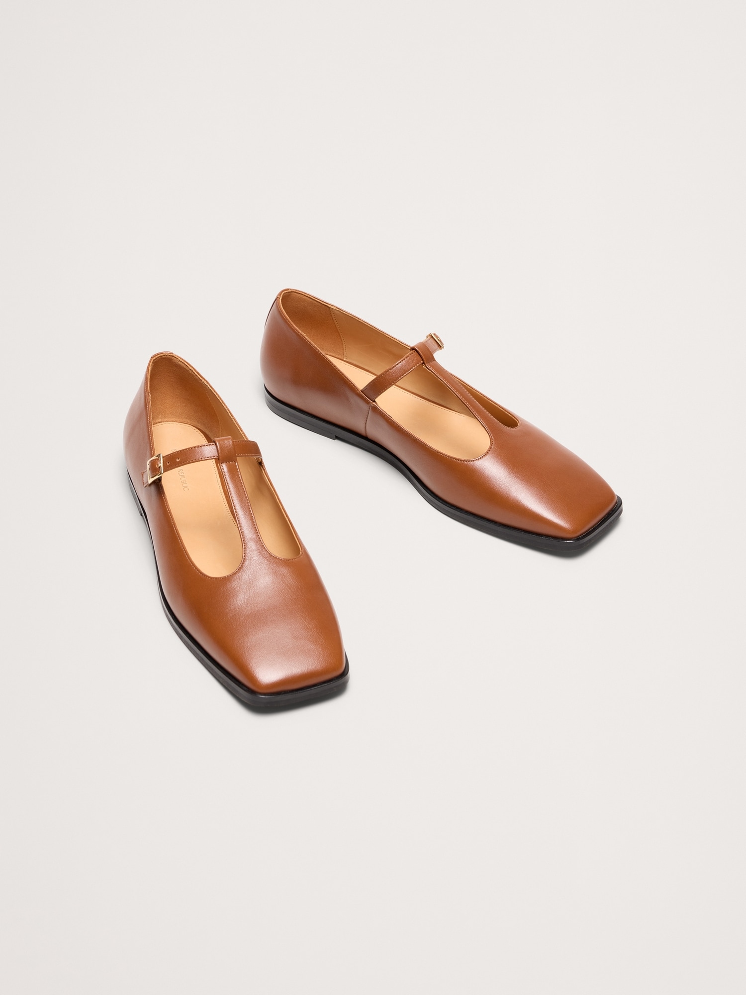 Image number 6 showing, Italian Leather Square-Toe Mary Jane Flats