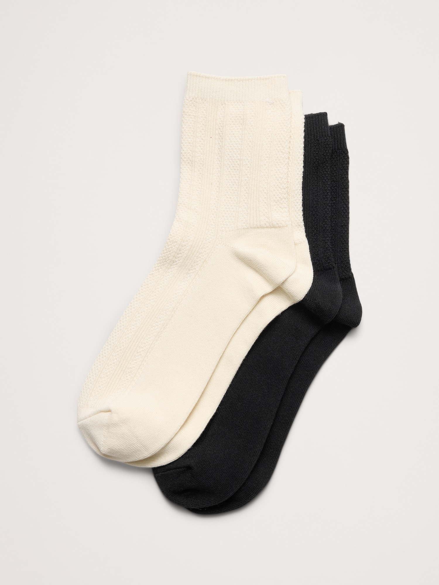Pointelle Ankle Socks 2-Pack - Cream & Black