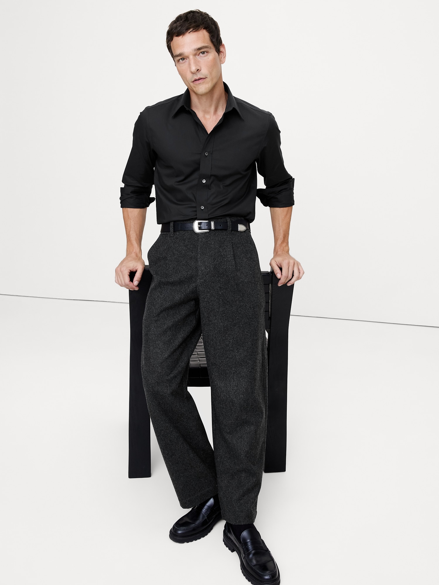 Chemise habillée ajustée infroissable - Noir