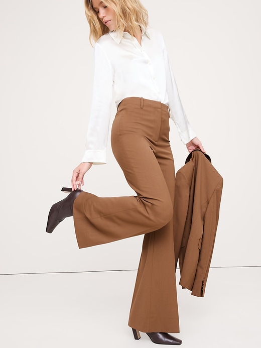 Ultra High-Rise Flare Italian Lightweight Wool Pant | Banana Republic
