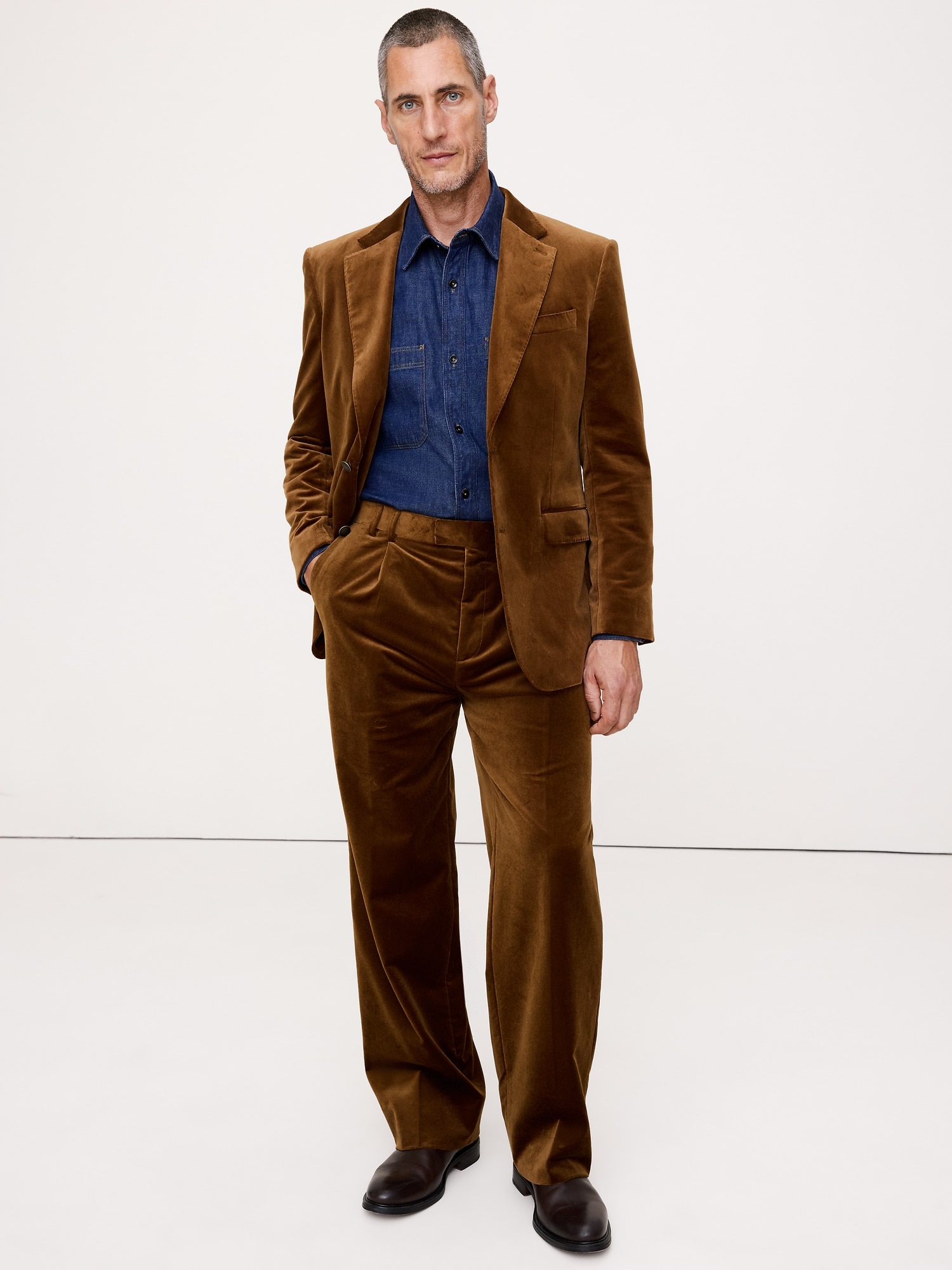 Image number 1 showing, Relaxed Pleated Velvet Pant