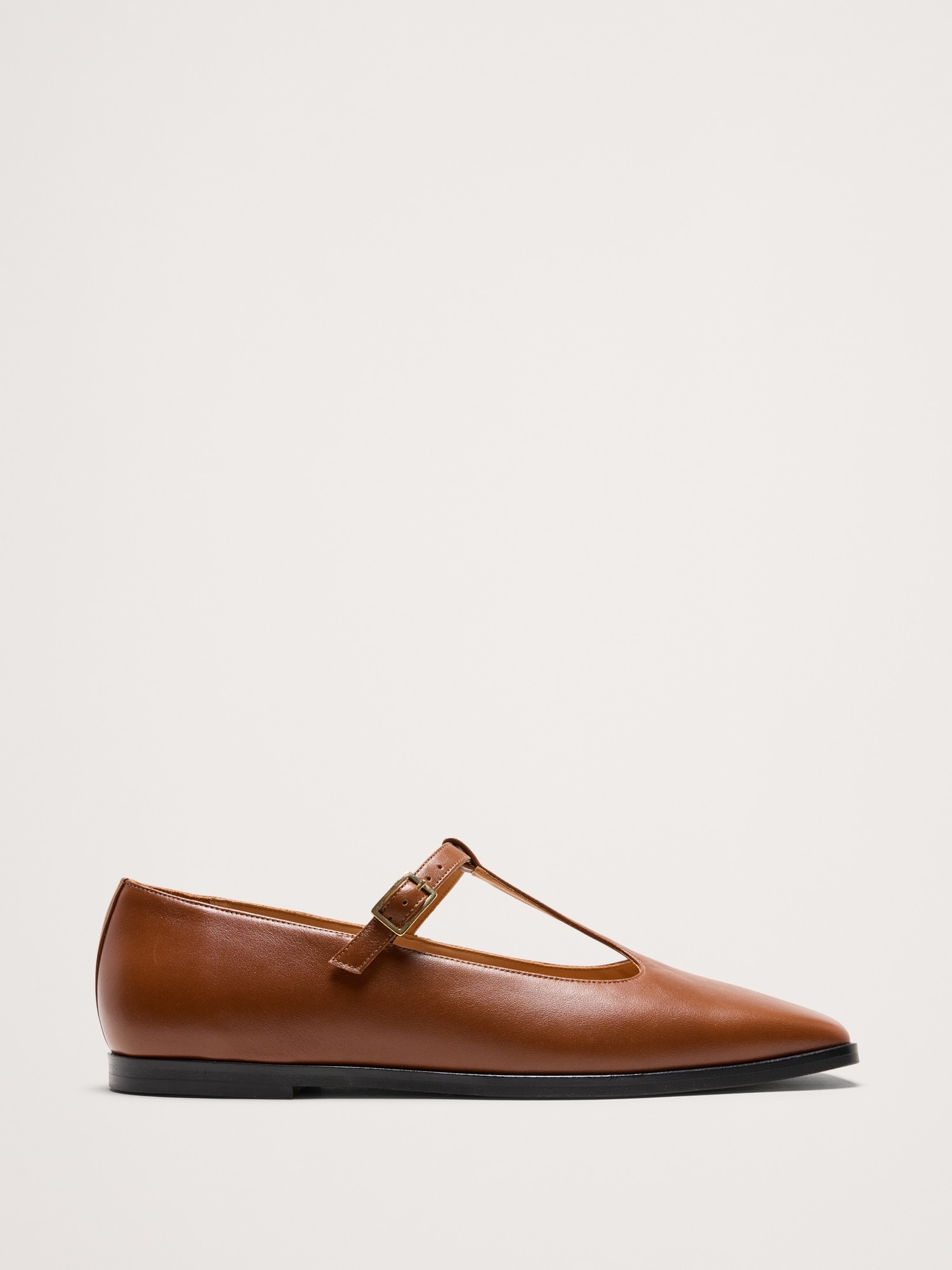 Image number 1 showing, Italian Leather Square-Toe Mary Jane Flats