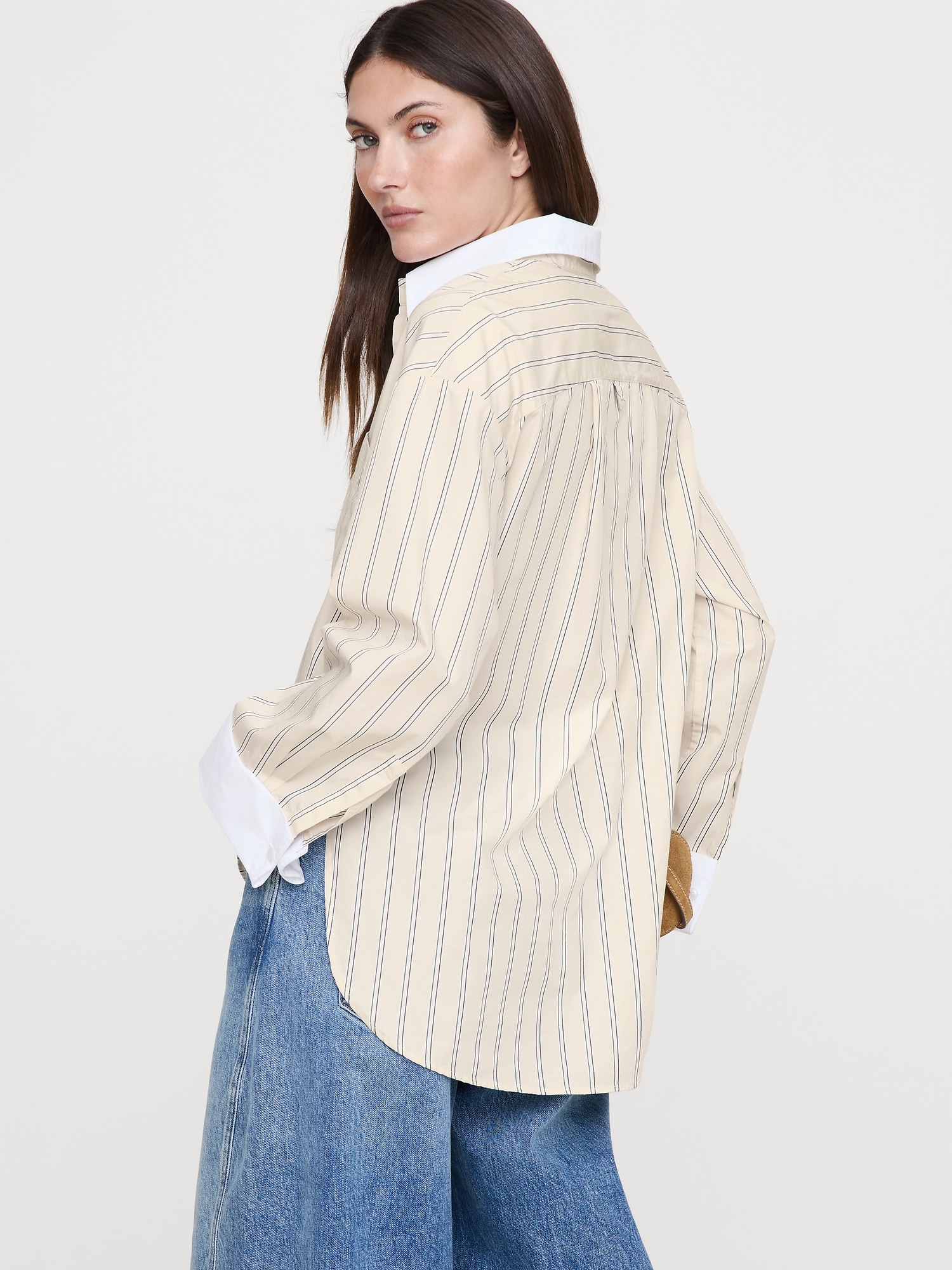 Image number 8 showing, Oversized Cotton Poplin Banker Shirt