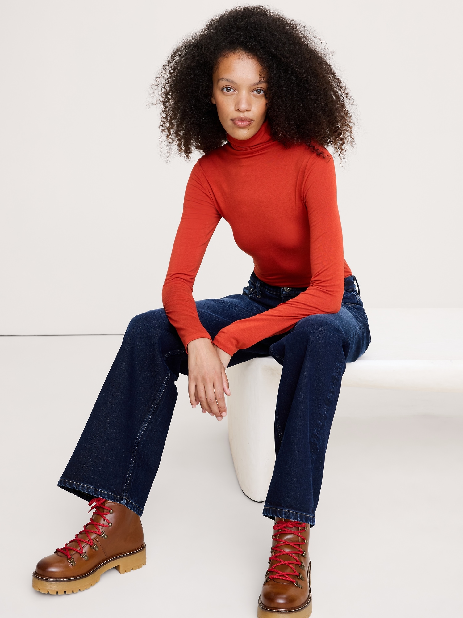 Image number 1 showing, Luxe Wool-Blend Turtleneck T-Shirt