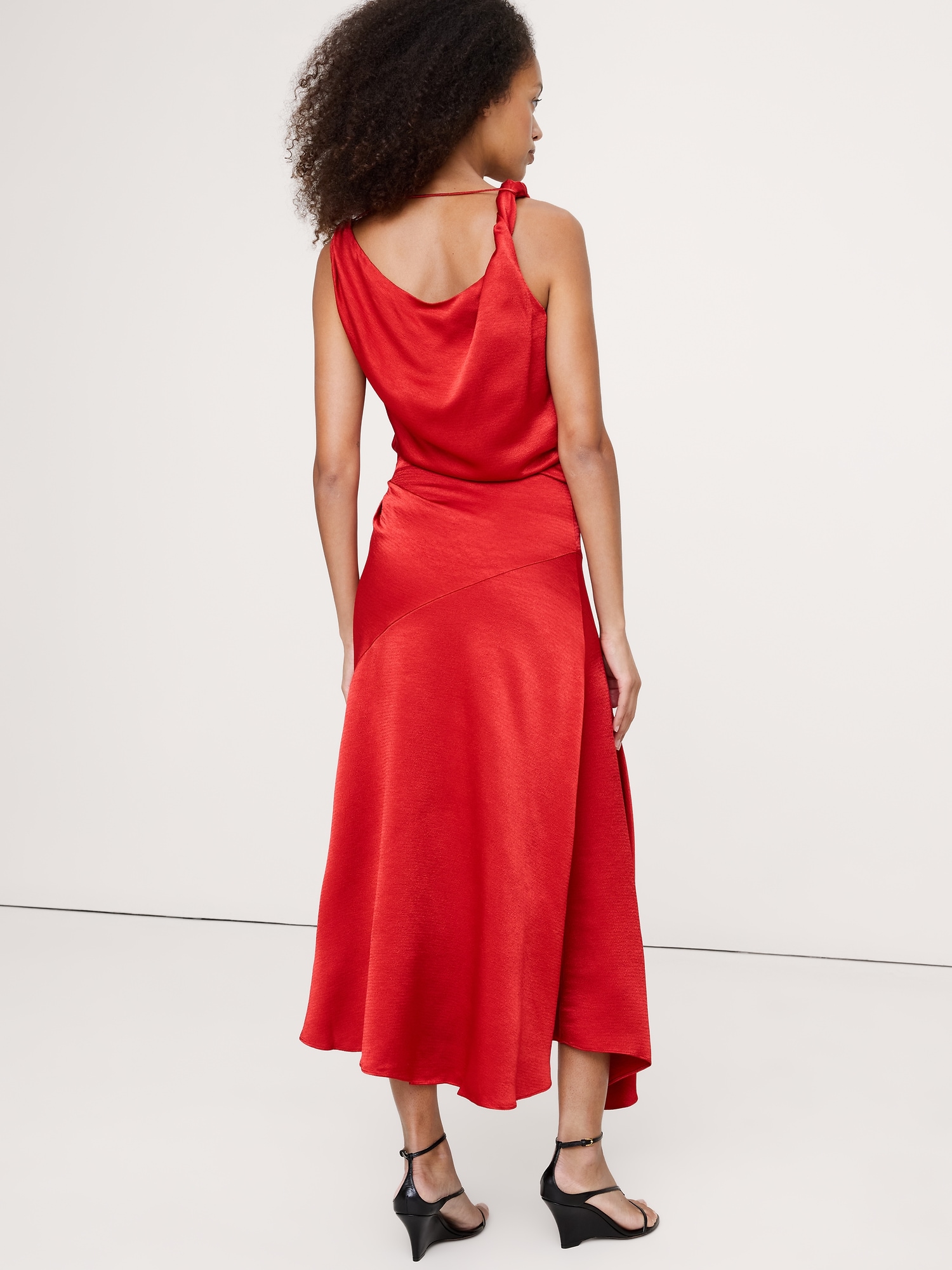 Image number 2 showing, Hammered Satin Twist-Shoulder Dress