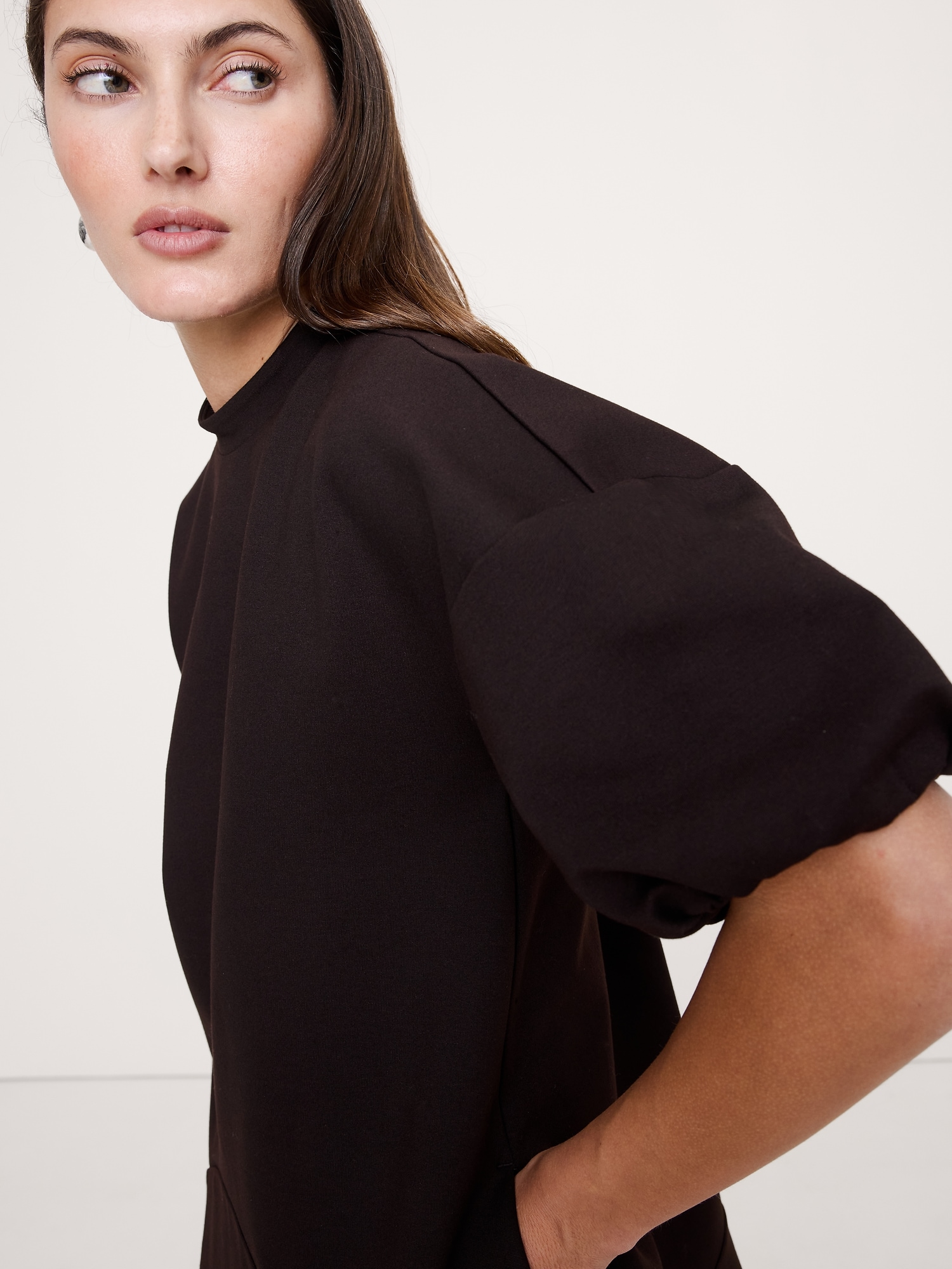 Image number 6 showing, Everywhere Ponte Puff-Sleeve Mini Dress