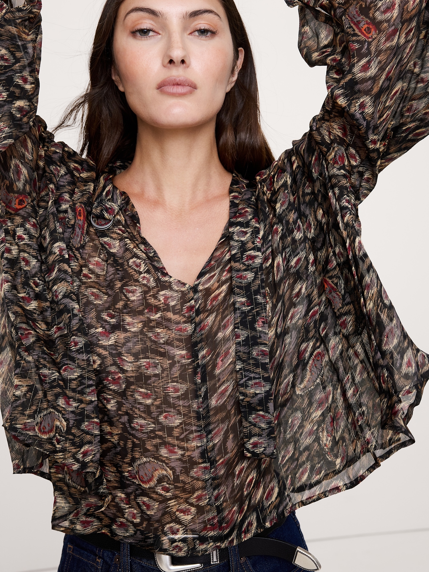Image number 4 showing, Sheer Pleat-Shoulder Top