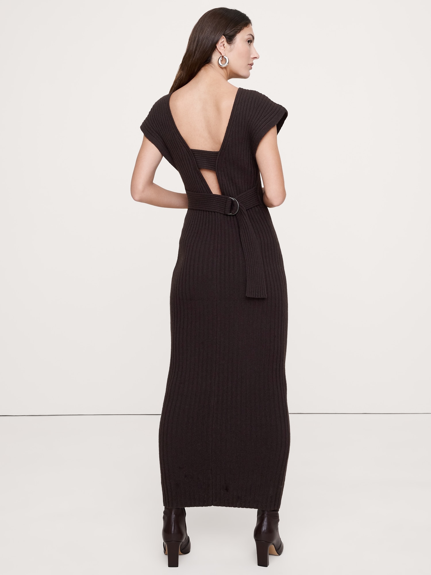 Image number 2 showing, Merino-Cotton Maxi Dress with Open Back