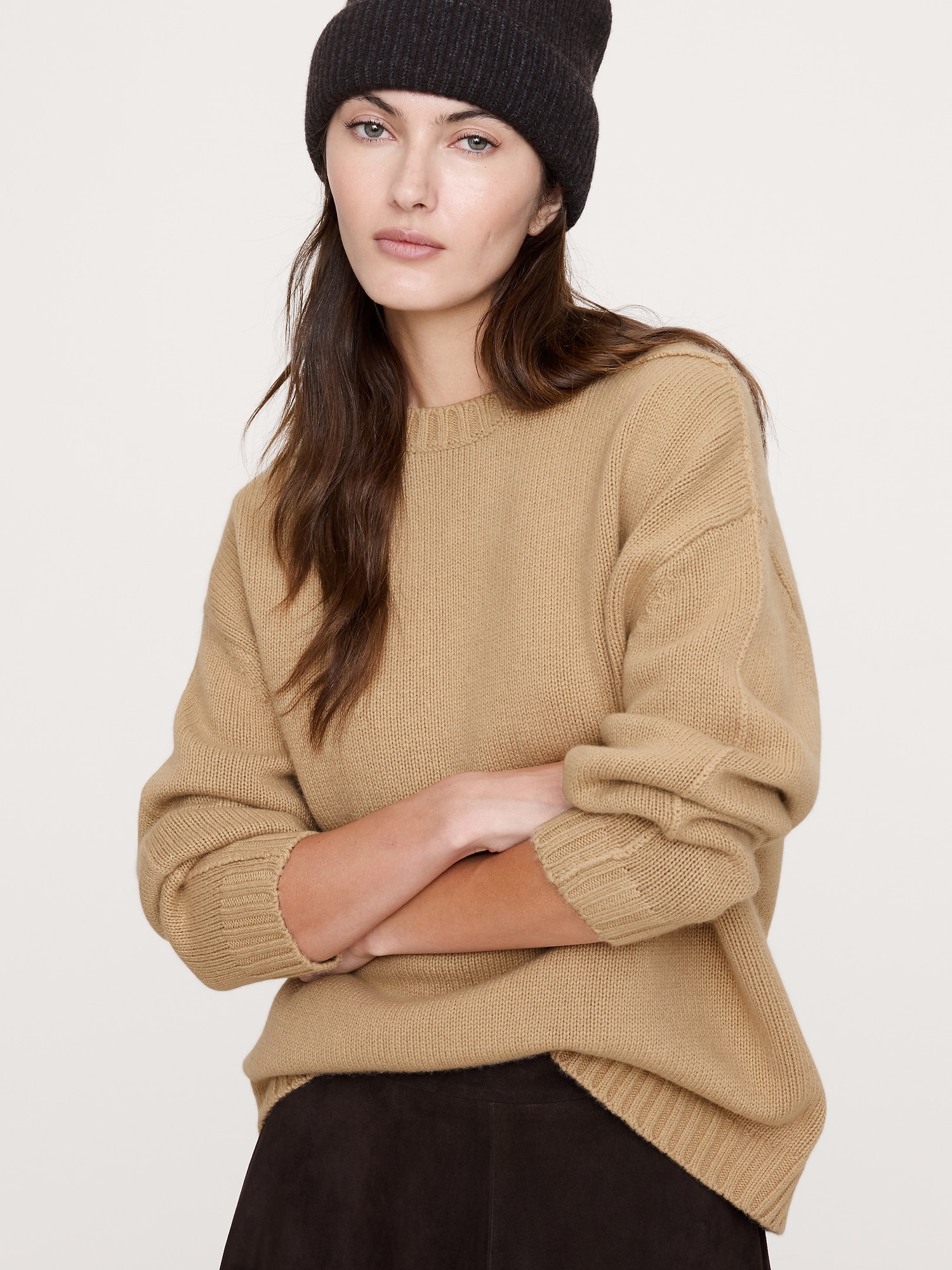 Image number 1 showing, Oversized Merino-Cotton Crew-Neck Sweater