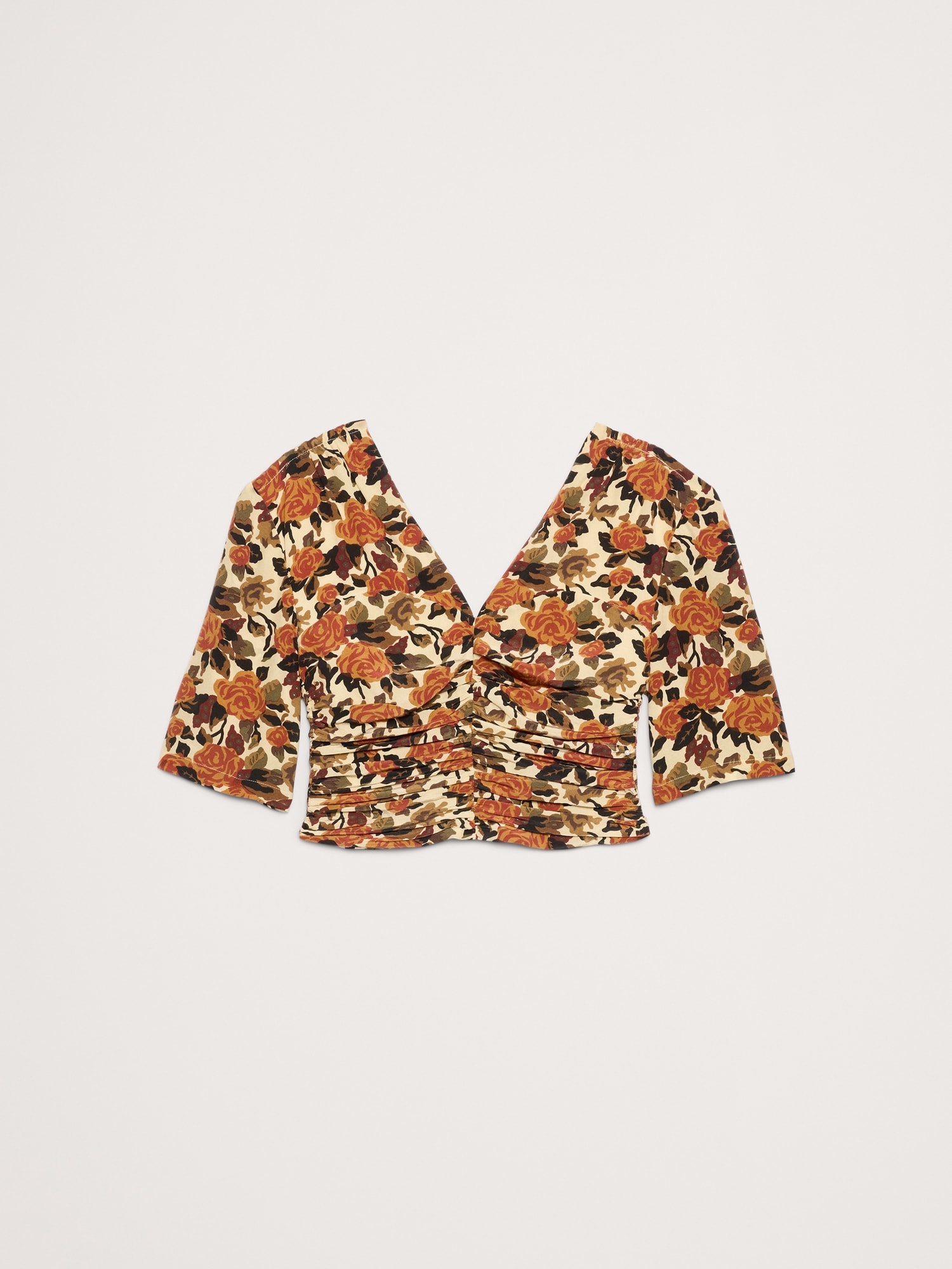 L'image numéro 4 présente Haut froncé en soie mate