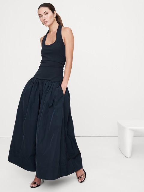 ROBE LONGUE BAIN DE SOLEIL EN JERSEY ET TAFFETAS