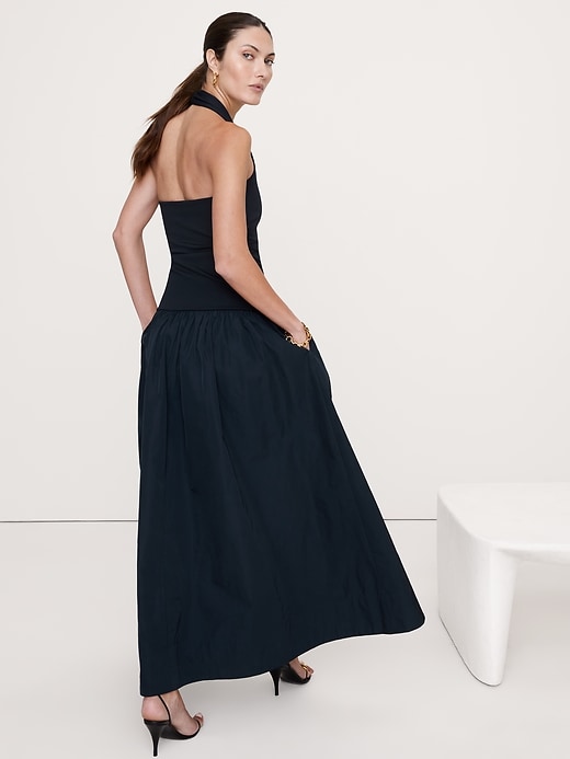 Jersey & Taffeta Halter Maxi Dress | Banana Republic