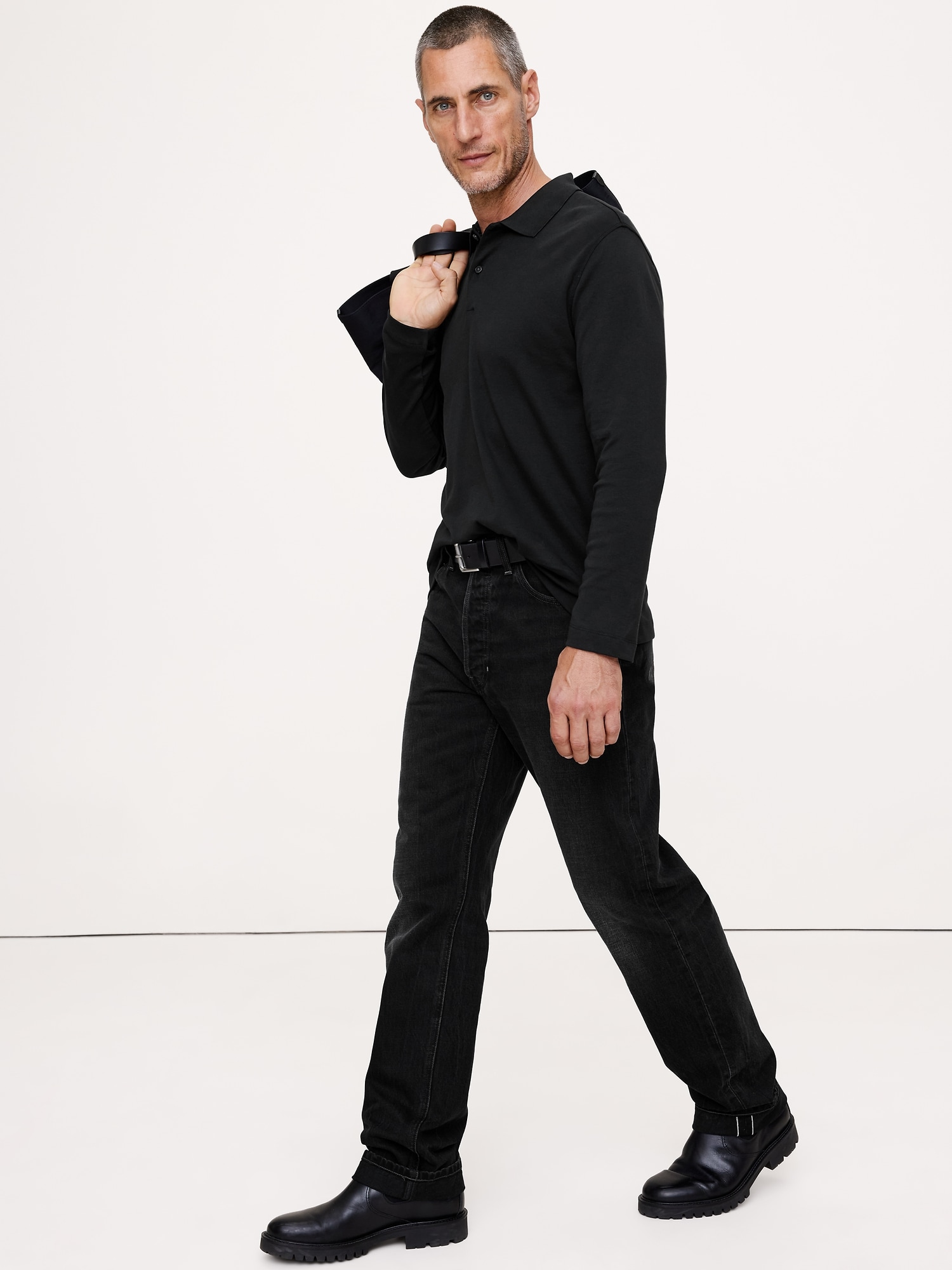 Image number 1 showing, Luxury-Touch Long-Sleeve Polo