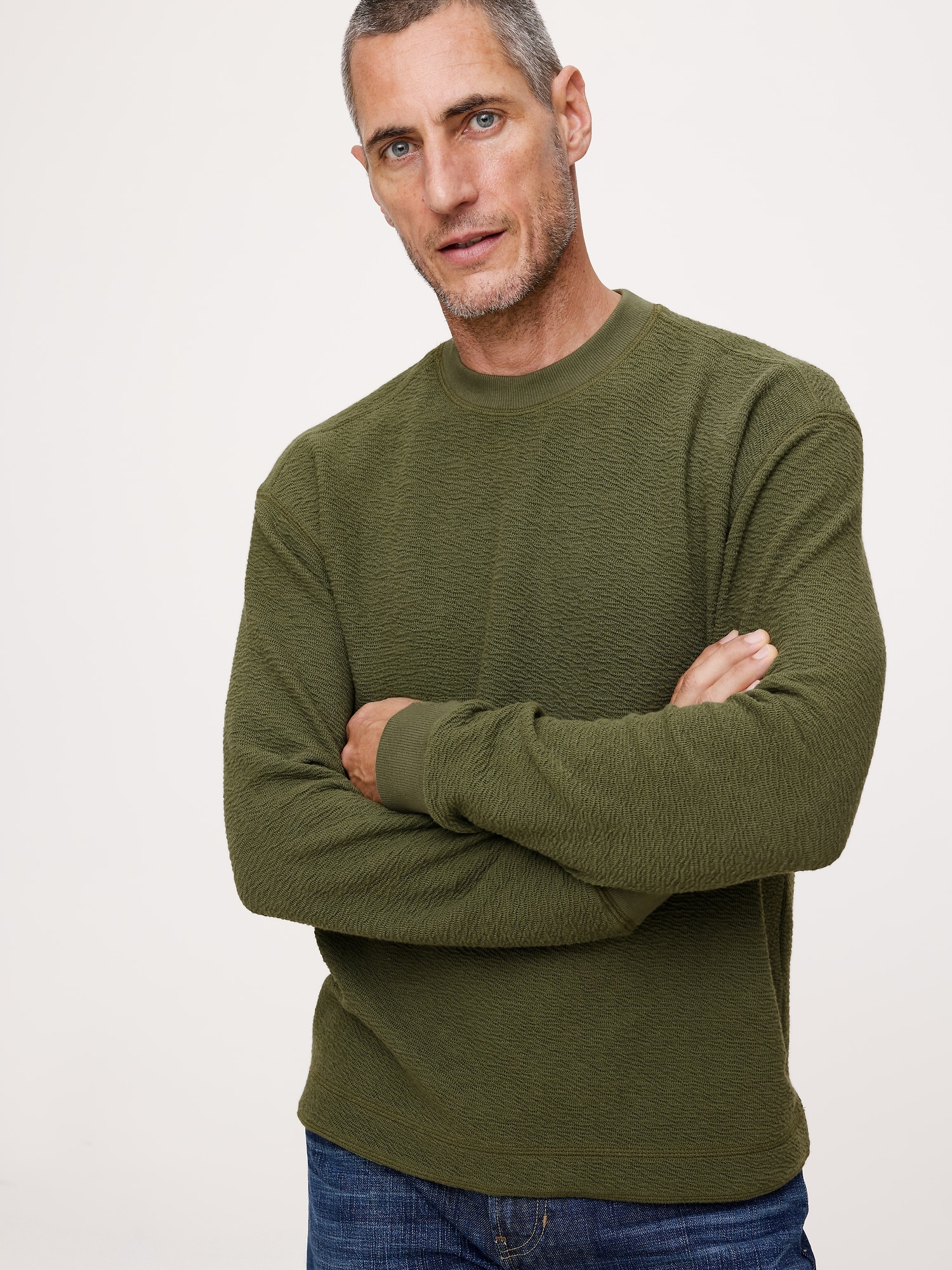 T-shirt décontracté ras du cou en jersey - Vert Forêt Cachée