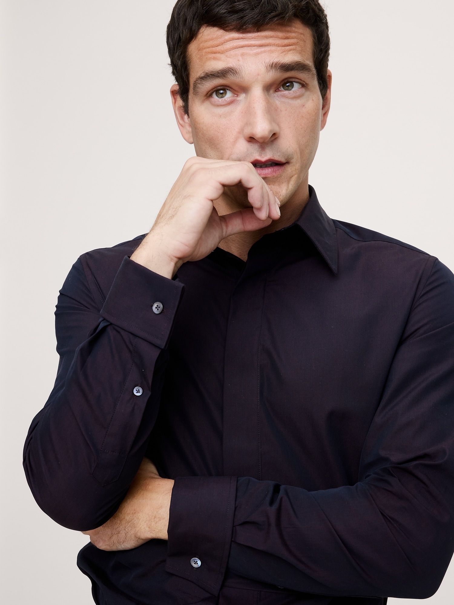 Image number 3 showing, Slim-Fit Cotton Poplin Tuxedo Shirt
