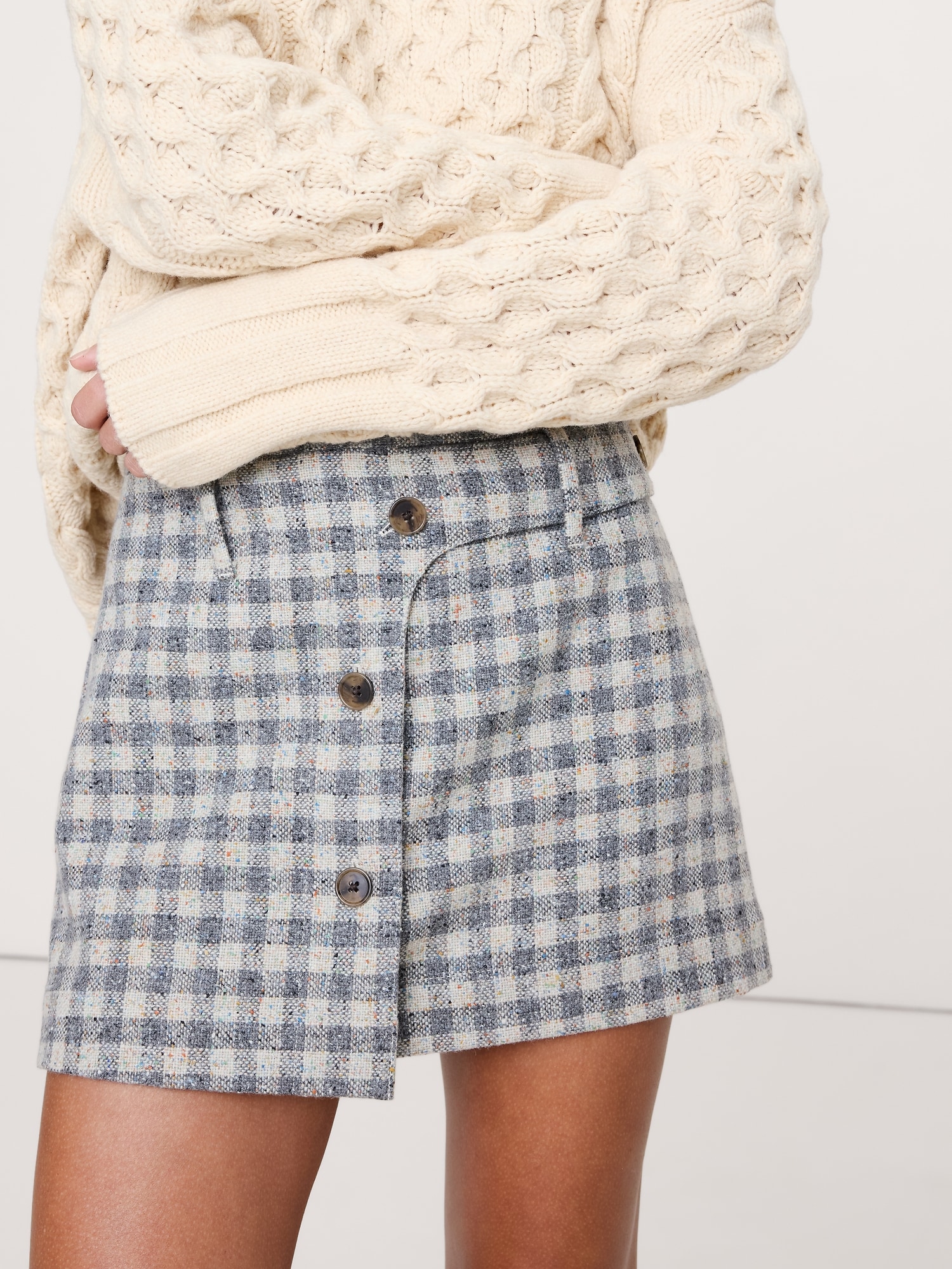 Italian Tweed Wrap Mini Skirt