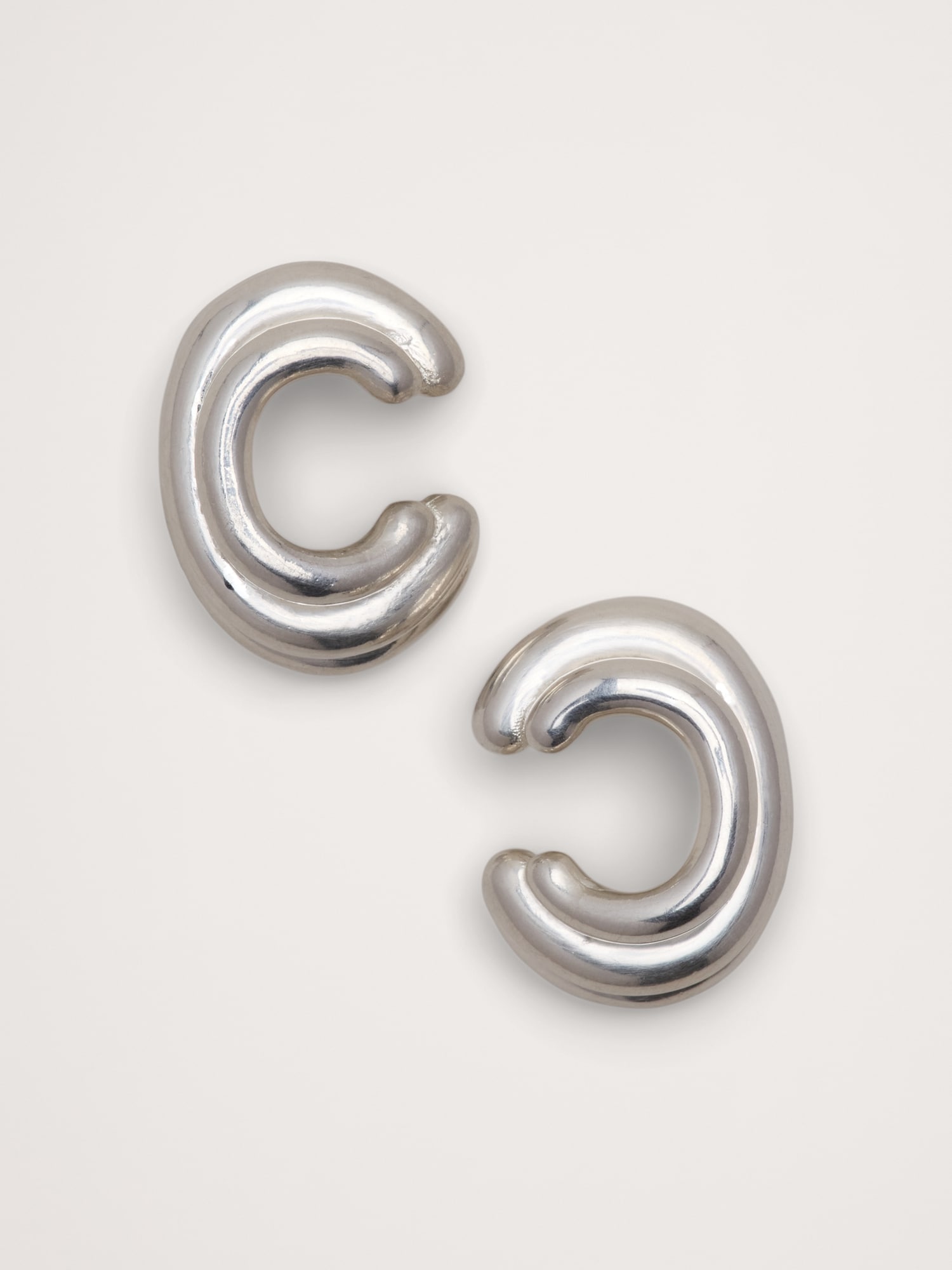 Triple Cuff Earrings - Silver