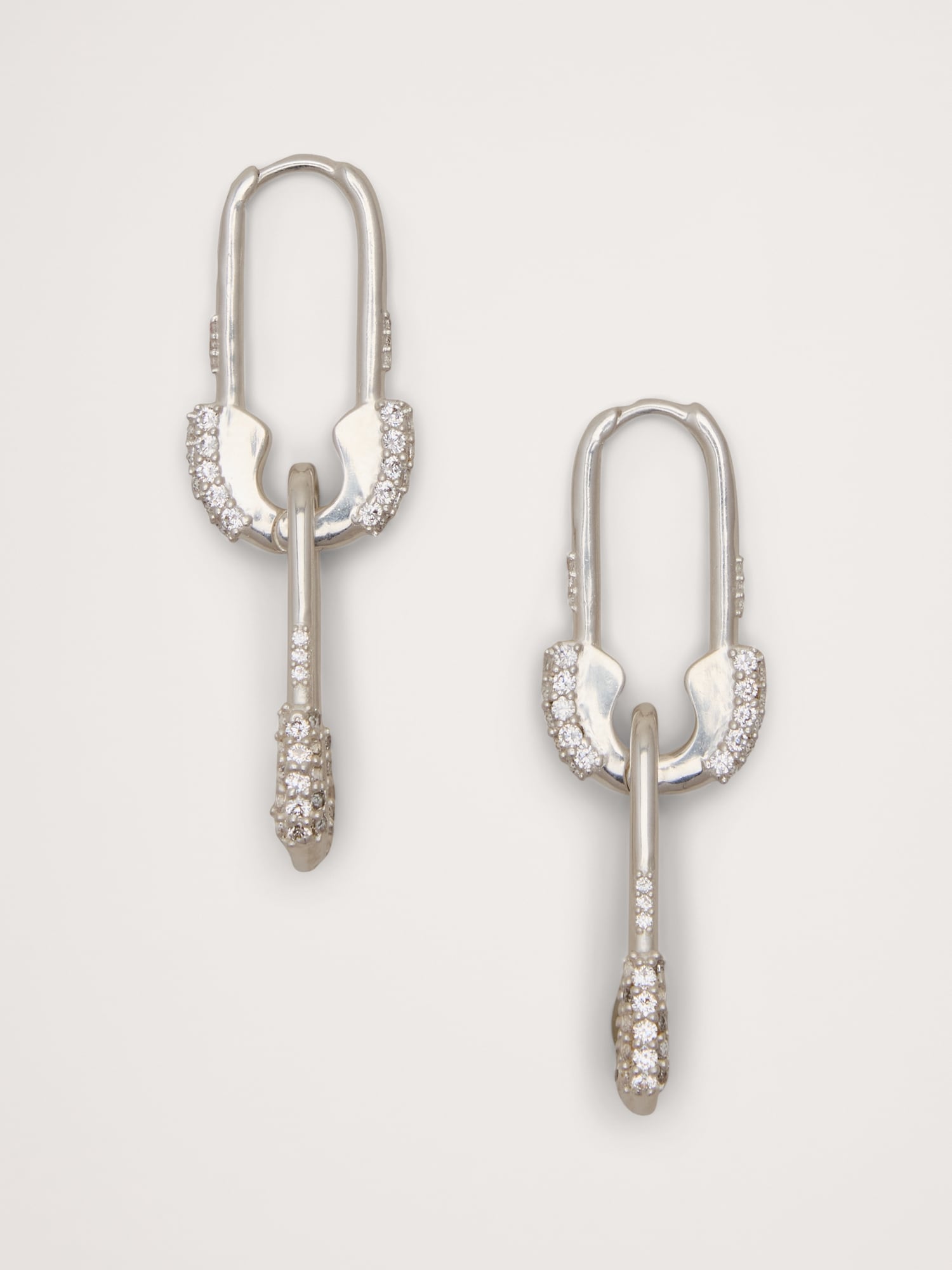 Boucles d’oreilles à épingles de sûreté avec pierres du Rhin - Argent